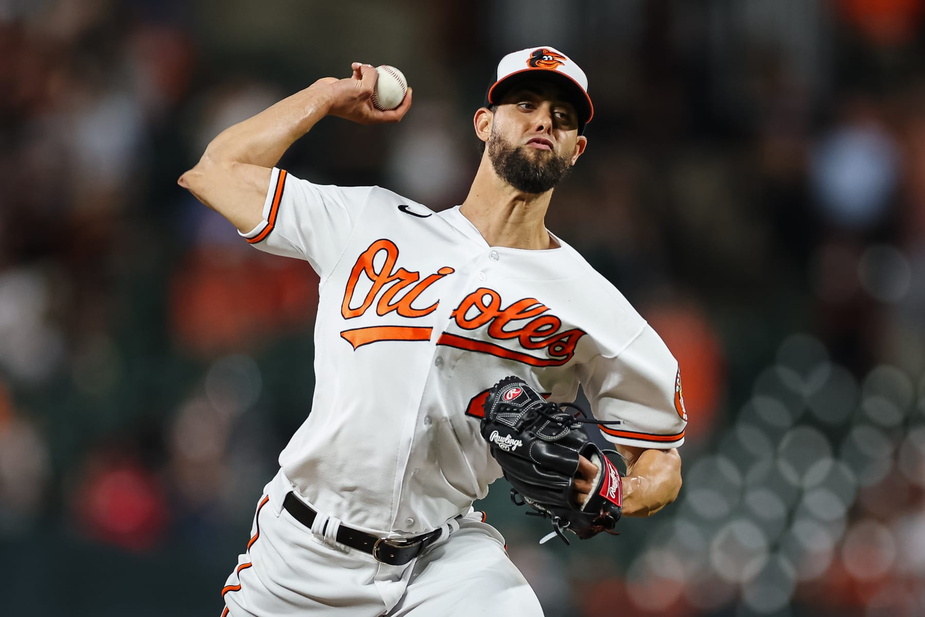 BALTIMORE, MD - JULY 07: Jorge Lopez #48 of the Baltimore Orioles pitches against the Los Angeles Angels during the ninth inning at Oriole Park at Camden Yards on July 7, 2022 in Baltimore, Maryland. (Photo by Scott Taetsch/Getty Images)