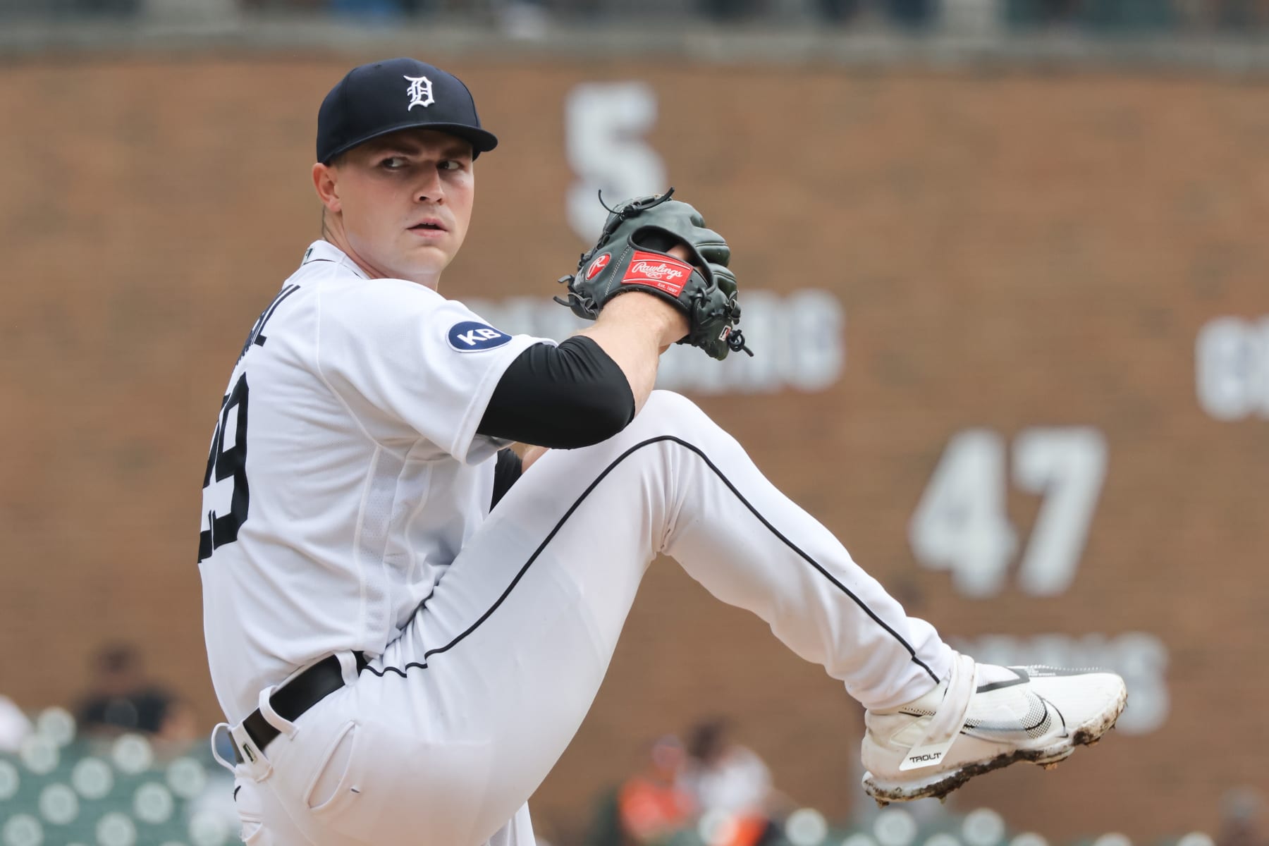 DETROIT, MI - JULY 27:  Detroit Tigers starting pitcher Tarik Skubal (29) pitches during a regular season Major League Baseball game between the San Diego Padres and the Detroit Tigers on July 27, 2022 at Comerica Park in Detroit, Michigan. (Photo by Scott W. Grau/Icon Sportswire via Getty Images)