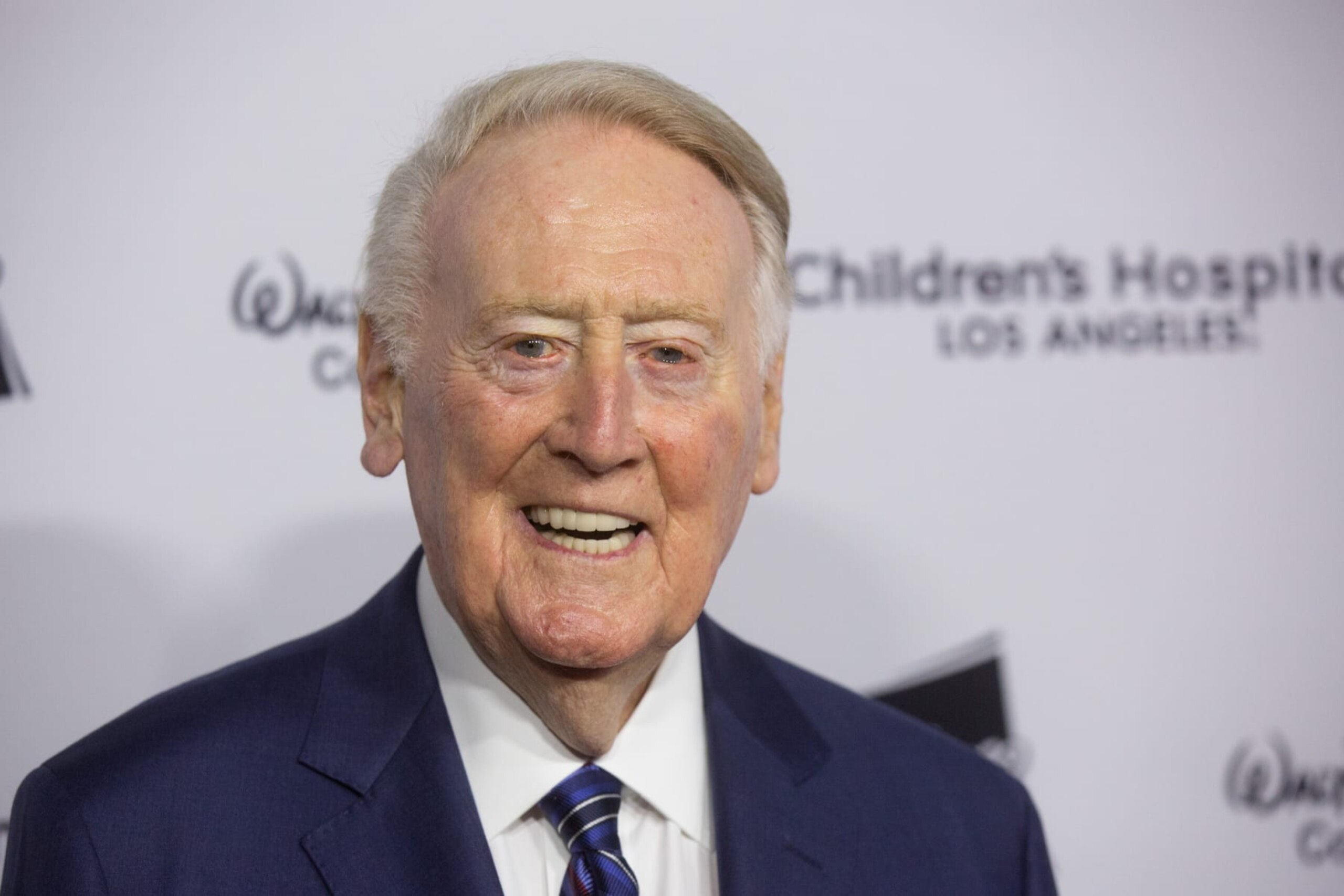 LOS ANGELES, CA - OCTOBER 20: Vin Scully arrives for 2018 From Paris with Love Children's Hospital Los Angeles Gala at L.A. Live Event Deck on October 20, 2018 in Los Angeles, California. (Photo by Gabriel Olsen/FilmMagic) LOS ANGELES, CA - OCTOBER 20: Vin Scully arrives for 2018 From Paris with Love Children's Hospital Los Angeles Gala at L.A. Live Event Deck on October 20, 2018 in Los Angeles, California. (Photo by Gabriel Olsen/FilmMagic)