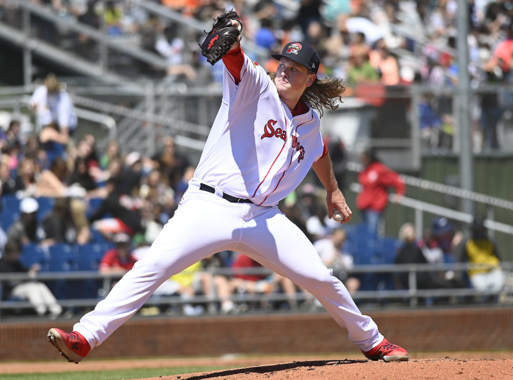 PORTLAND, ME - MAY 24: Portland pitcher Jay Groome pitches against the Somerset Patriots Tuesday, May 24, 2022. (Shawn Patrick Ouellette/Portland Press Herald via Getty Images)