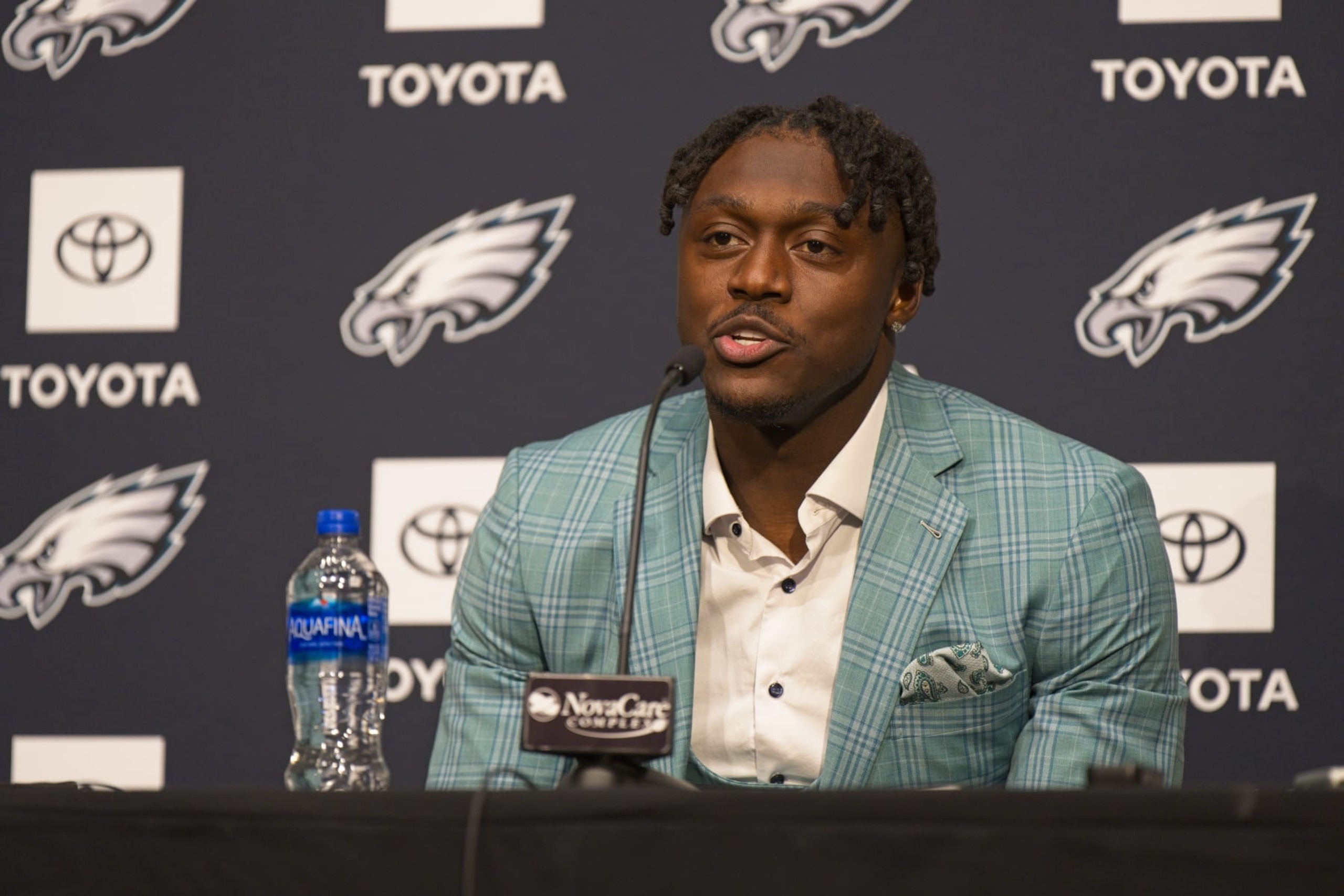 PHILADELPHIA, PA - MAY 02: Philadelphia Eagles wide receiver AJ Brown holds a press conference on May 2, 2020 at the NovaCare Complex in Philadelphia, Pa. (Photo by Andy Lewis/Icon Sportswire via Getty Images) PHILADELPHIA, PA - MAY 02: Philadelphia Eagles wide receiver AJ Brown holds a press conference on May 2, 2020 at the NovaCare Complex in Philadelphia, Pa. (Photo by Andy Lewis/Icon Sportswire via Getty Images)