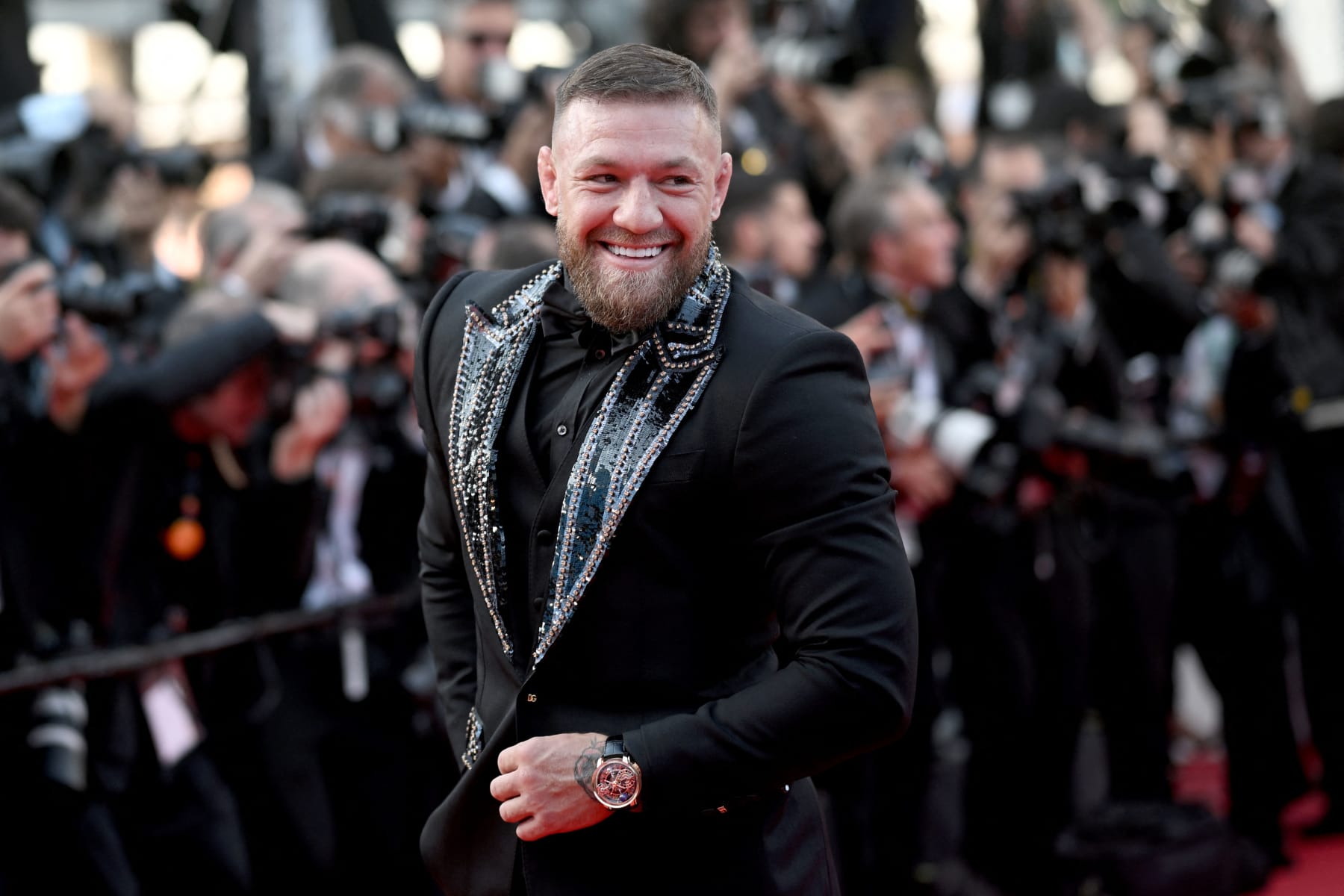 MMA (mixed martial arts) fighter Conor McGregor arrives for the screening of the film "Elvis" during the 75th edition of the Cannes Film Festival in Cannes, southern France, on May 25, 2022. (Photo by LOIC VENANCE / AFP) (Photo by LOIC VENANCE/AFP via Getty Images)
