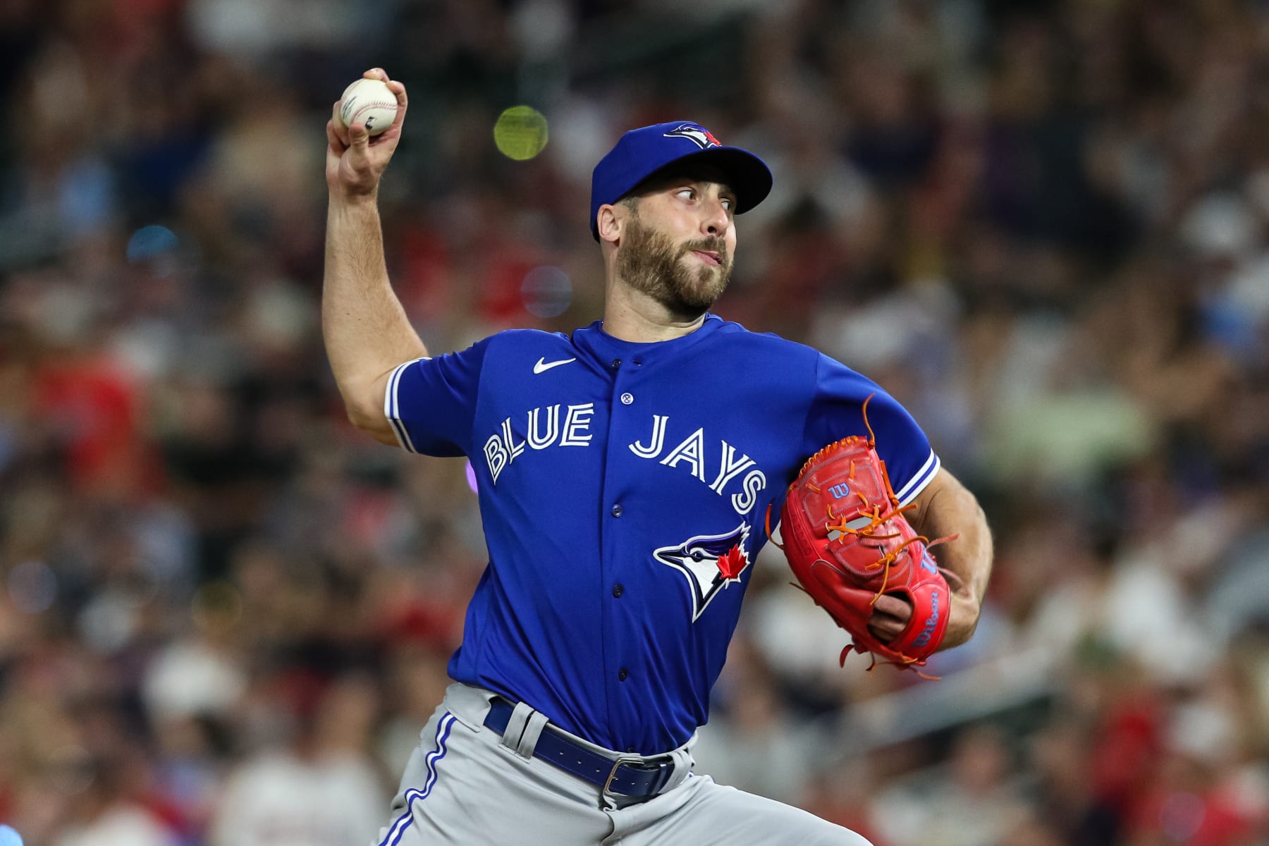 MINNEAPOLIS, MN - AUGUST 04: Anthony Bass #52 of the Toronto Blue Jays delivers a pitch against the Minnesota Twins in the ninth inning of the game at Target Field on August 4, 2022 in Minneapolis, Minnesota. The Blue Jays defeated the Twins 9-3. (Photo by David Berding/Getty Images)