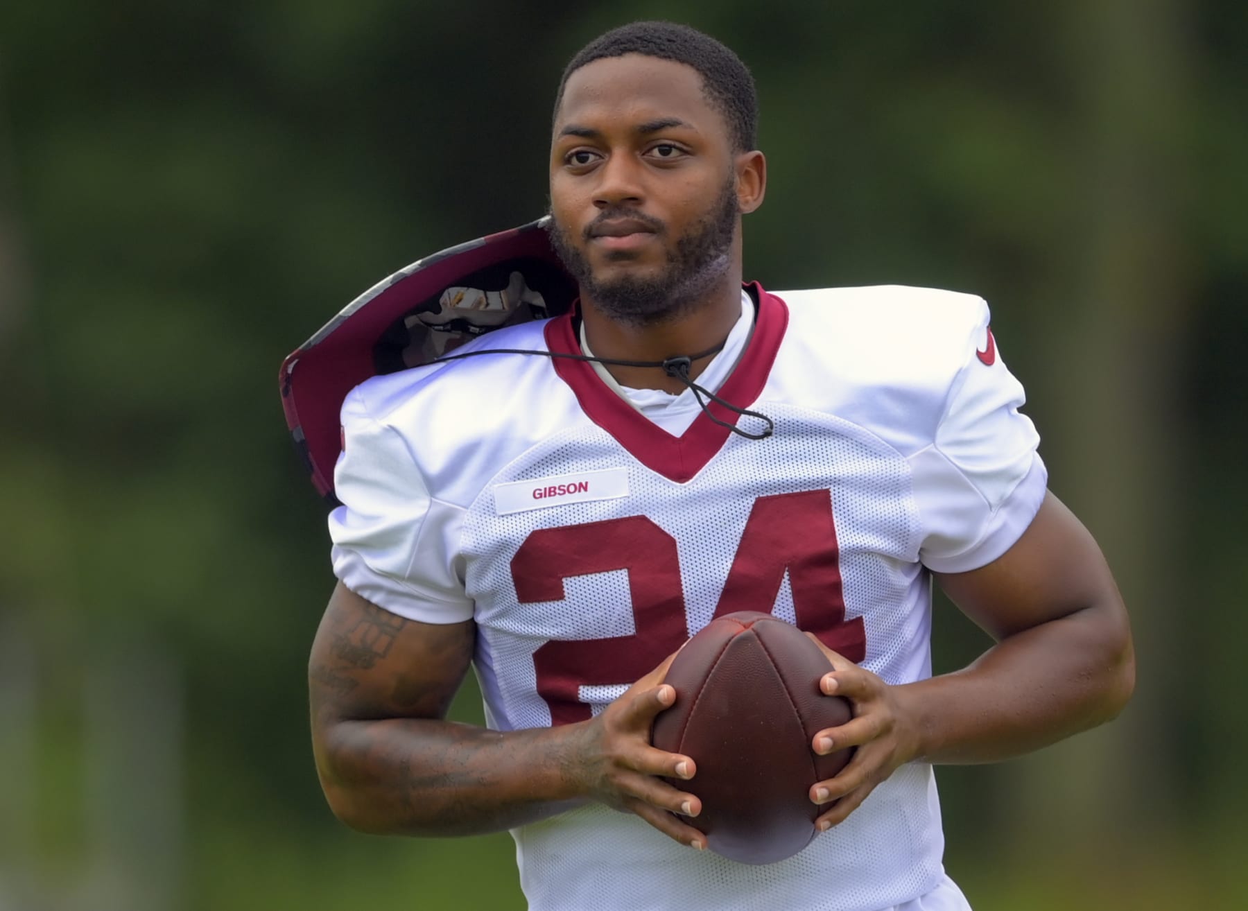 ASHBURN, VA- JULY 29: Commanders running back Antonio Gibson during day 3 of the Washington Commanders summer training camp on July 29, 2022 in Ashburn, VA. (Photo by John McDonnell/The Washington Post via Getty Images)