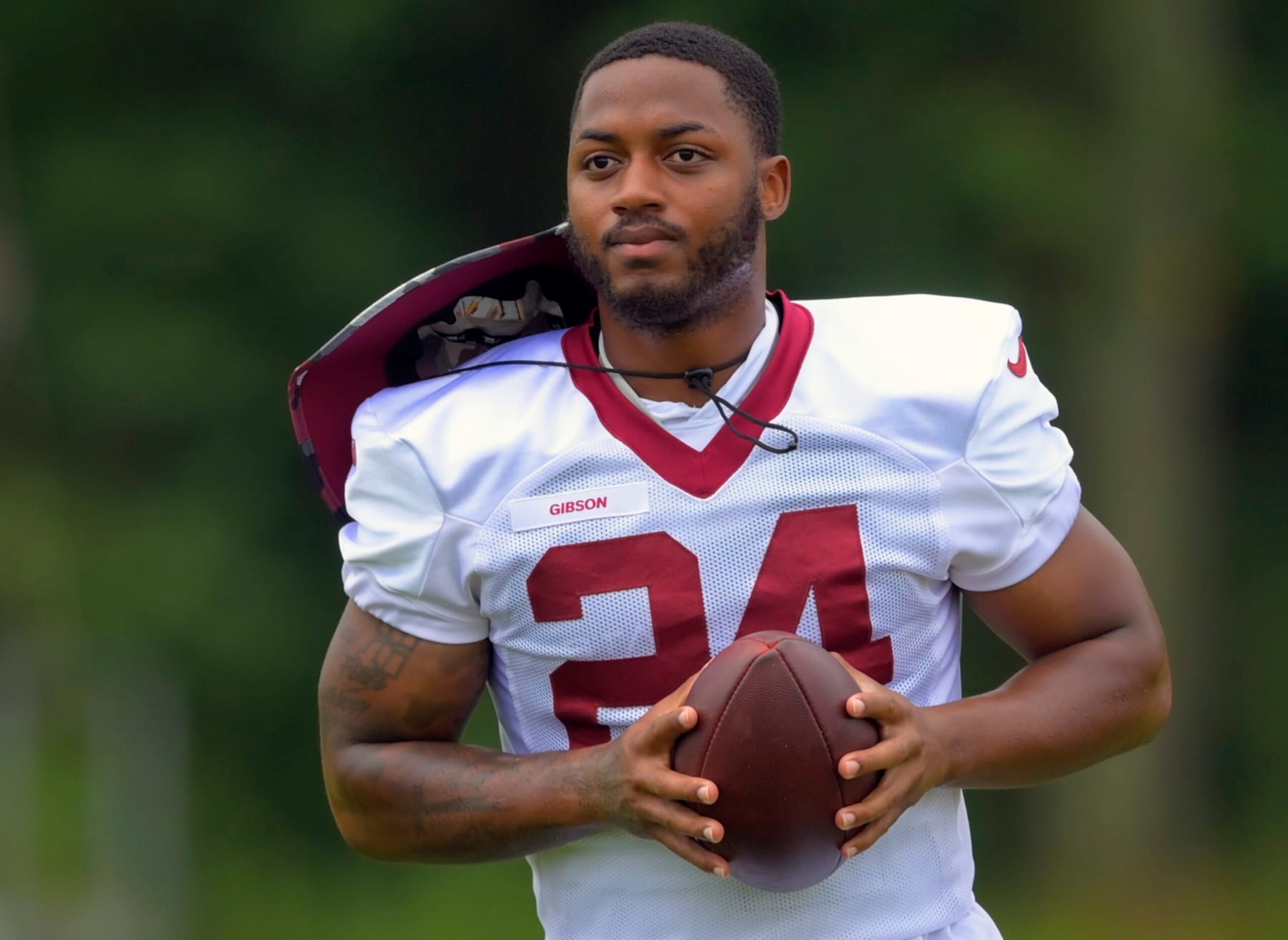 ASHBURN, VA- JULY 29: Commanders running back Antonio Gibson during day 3 of the Washington Commanders summer training camp on July 29, 2022 in Ashburn, VA. (Photo by John McDonnell/The Washington Post via Getty Images)
