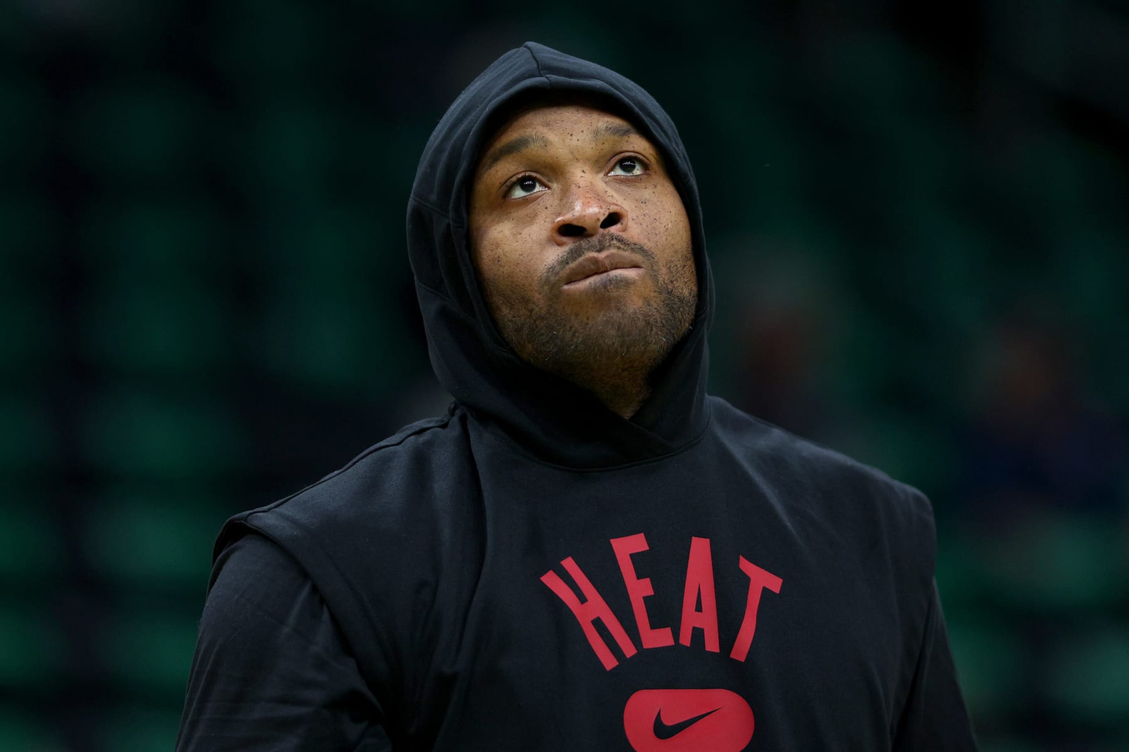 BOSTON, MASSACHUSETTS - MAY 23: P.J. Tucker #17 of the Miami Heat warms up prior to Game Four against the Boston Celtics in the 2022 NBA Playoffs Eastern Conference Finals at TD Garden on May 23, 2022 in Boston, Massachusetts. NOTE TO USER: User expressly acknowledges and agrees that, by downloading and or using this photograph, User is consenting to the terms and conditions of the Getty Images License Agreement. (Photo by Elsa/Getty Images)