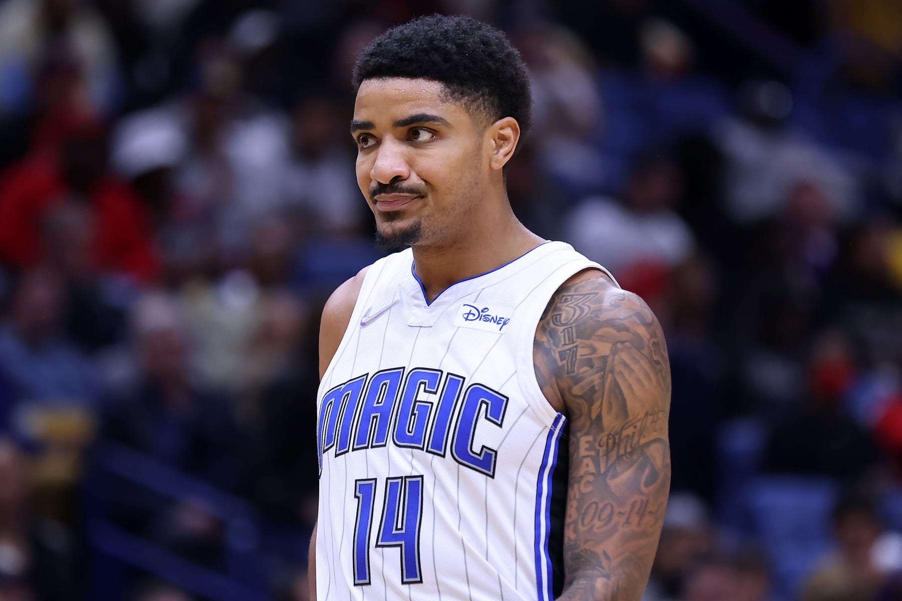 NEW ORLEANS, LOUISIANA - MARCH 09: Gary Harris #14 of the Orlando Magic reacts against the New Orleans Pelicans during a game at the Smoothie King Center on March 09, 2022 in New Orleans, Louisiana. NOTE TO USER: User expressly acknowledges and agrees that, by downloading and or using this Photograph, user is consenting to the terms and conditions of the Getty Images License Agreement. (Photo by Jonathan Bachman/Getty Images)