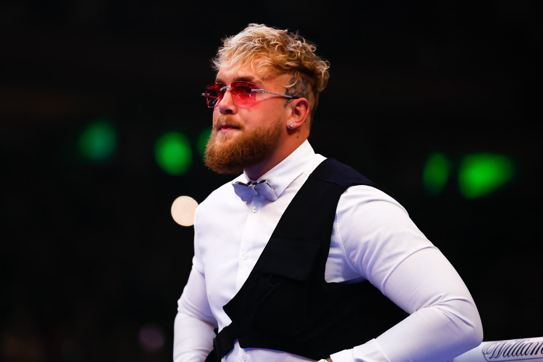 NEW YORK, NY - APRIL 30: Jake Paul in the ring after the Katie Taylor of Ireland and Amanda Serrano of Puerto Rico fight for the Undisputed World Lightweight Championship on April 30, 2022 at Madison Square Garden In New York, New York. (Photo by Rich Graessle/Icon Sportswire via Getty Images)