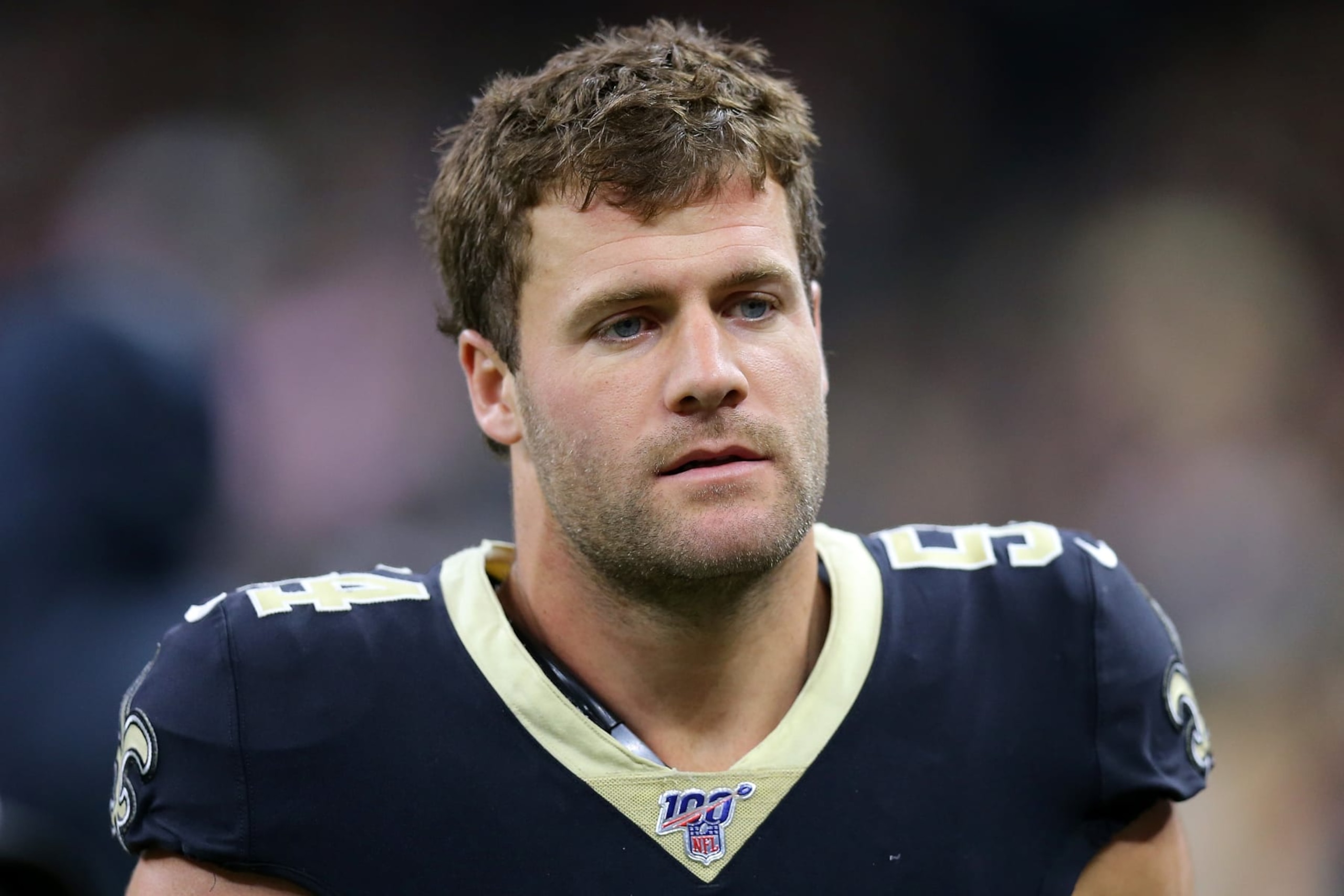 NEW ORLEANS, LOUISIANA - OCTOBER 27: Kiko Alonso #54 of the New Orleans Saints reacts during a game against the Arizona Cardinals at the Mercedes Benz Superdome on October 27, 2019 in New Orleans, Louisiana. (Photo by Jonathan Bachman/Getty Images)