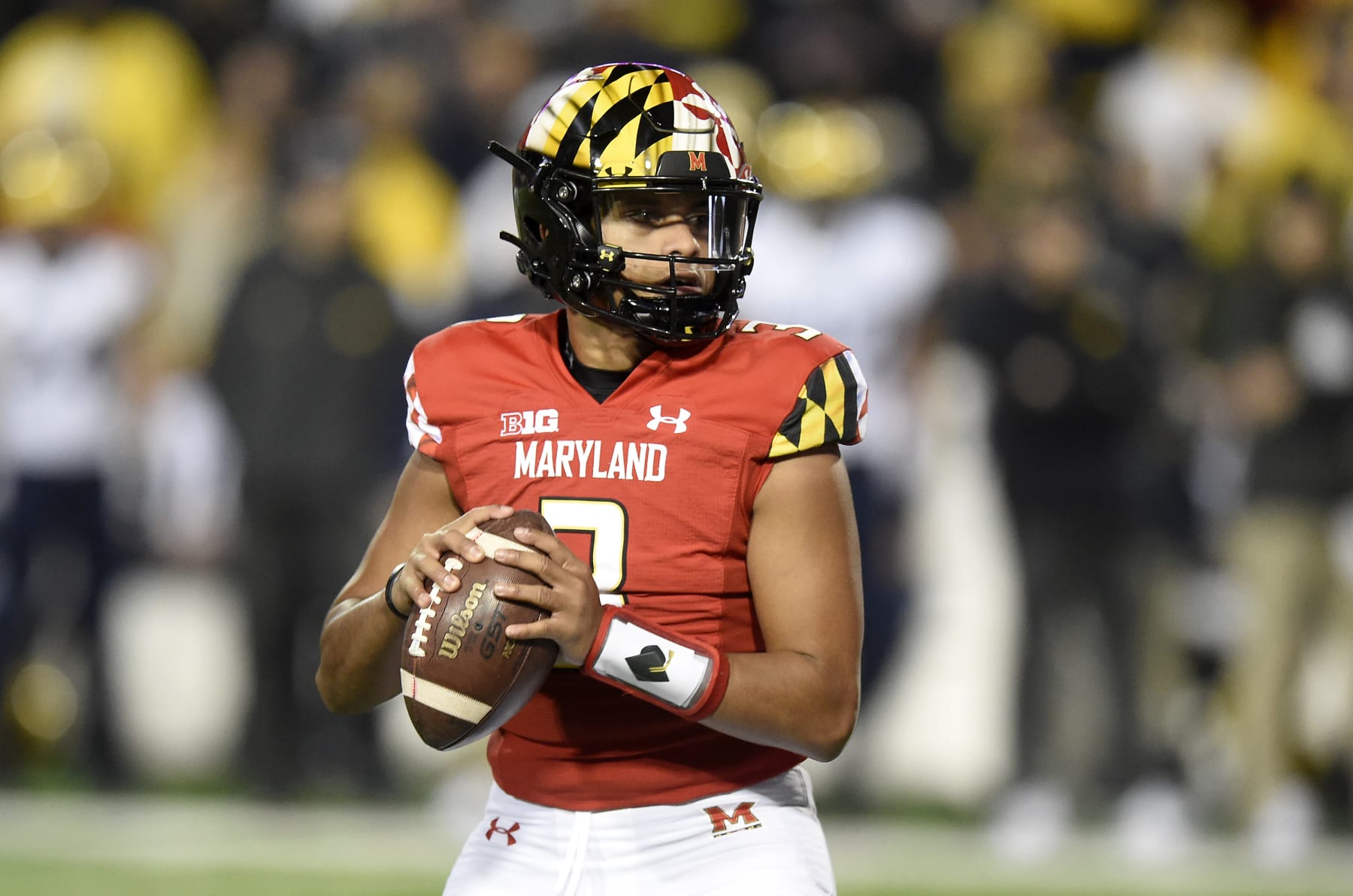 COLLEGE PARK, MARYLAND - NOVEMBER 20: Taulia Tagovailoa #3 of the Maryland Terrapins drops back to pass against the Michigan Wolverines at Capital One Field at Maryland Stadium on November 20, 2021 in College Park, Maryland. (Photo by G Fiume/Getty Images)