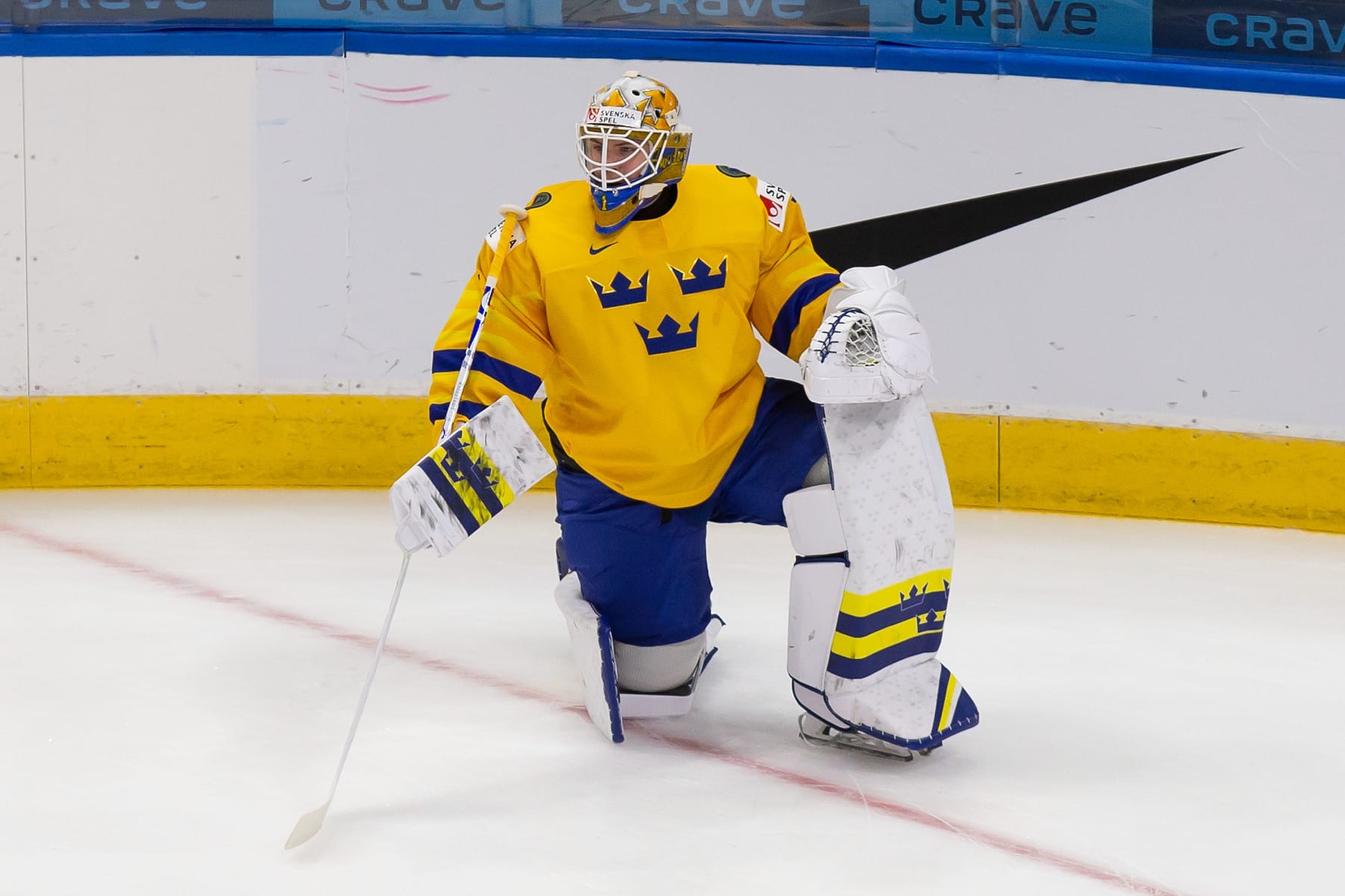 EDMONTON, AB - DECEMBER 26: Goaltender Jesper Wallstedt #1 of Sweden skates against the Czech Republic during the 2021 IIHF World Junior Championship at Rogers Place on December 26, 2020 in Edmonton, Canada. (Photo by Codie McLachlan/Getty Images)