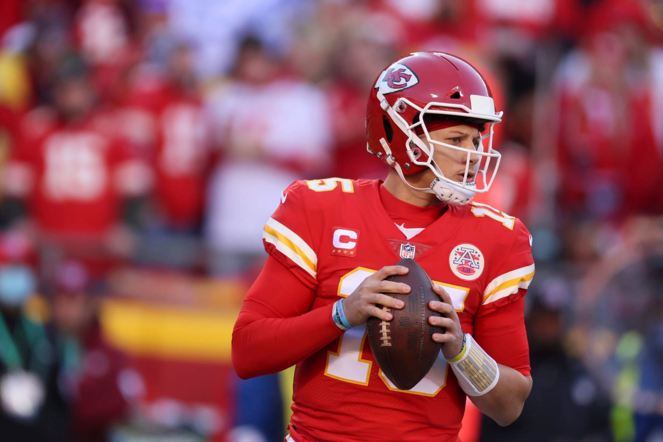 Football: NFL Playoffs: Kansas City Chiefs QB Patrick Mahomes (15) in action vs Cincinnati Bengals at Arrowhead Stadium. Kansas City, MO 1/30/2022 CREDIT: David E. Klutho (Photo by David E. Klutho/Sports Illustrated via Getty Images) (Set Number: X163917 TK1)