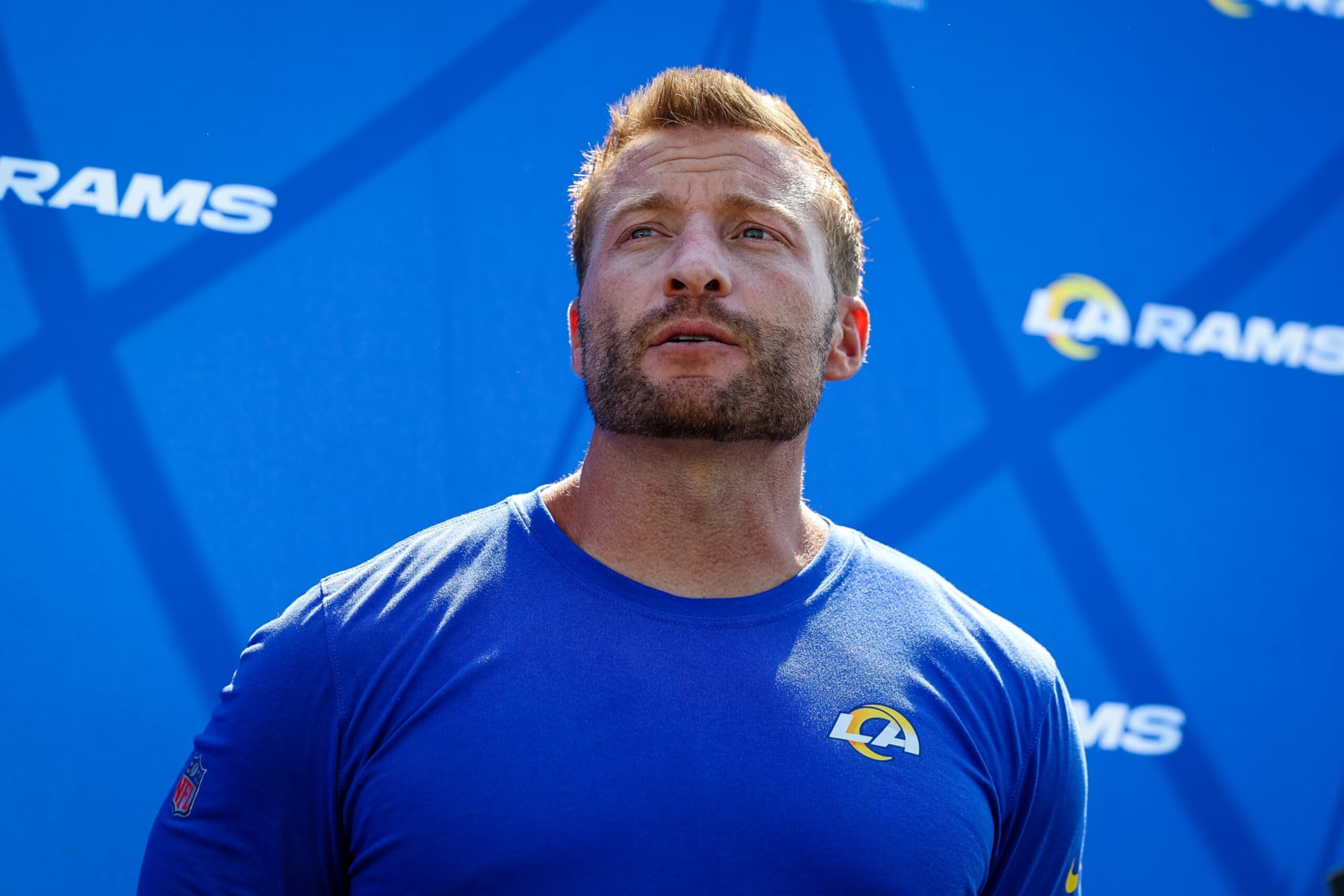 IRVINE, CA - JULY 29: Head coach Sean McVay of the Los Angeles Rams speaks with the media during training camp at University of California Irvine on July 29, 2022 in Irvine, California. (Photo by Scott Taetsch/Getty Images) IRVINE, CA - JULY 29: Head coach Sean McVay of the Los Angeles Rams speaks with the media during training camp at University of California Irvine on July 29, 2022 in Irvine, California. (Photo by Scott Taetsch/Getty Images)