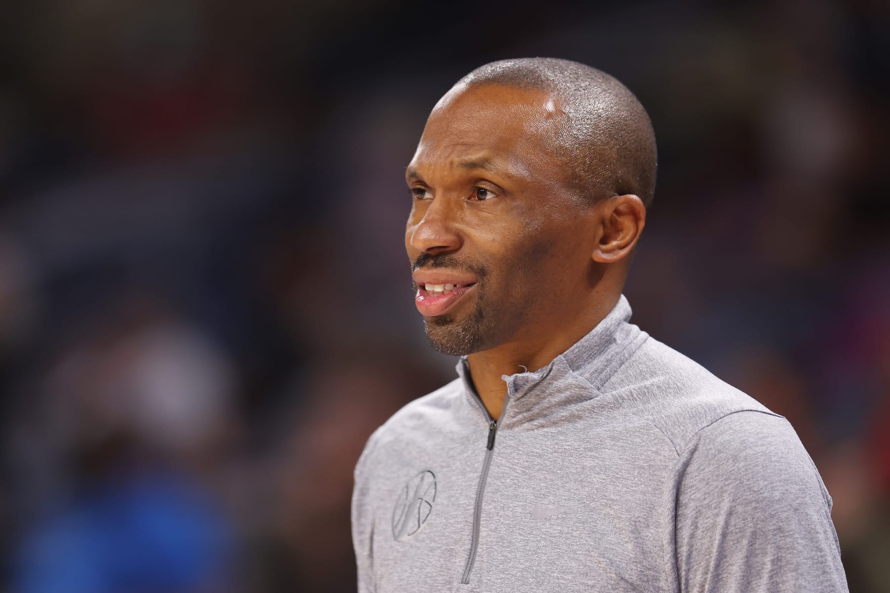 CHICAGO, ILLINOIS - AUGUST 02: Head coach James Wade of the Chicago Sky reacts against the Dallas Wings during the first half at Wintrust Arena on August 02, 2022 in Chicago, Illinois. (Photo by Michael Reaves/Getty Images)