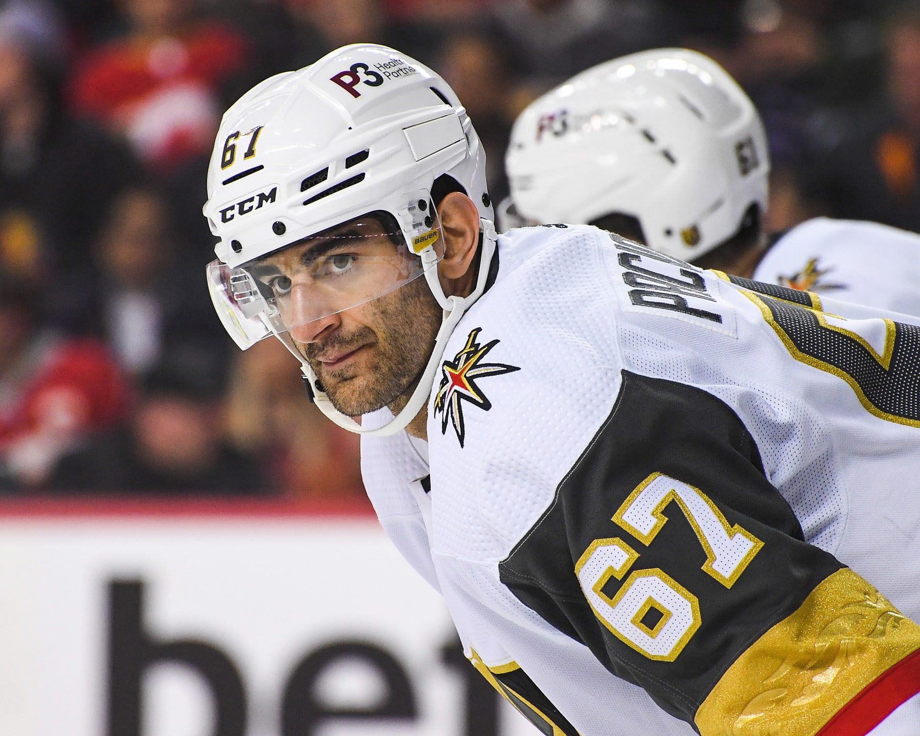 CALGARY, AB - APRIL 14: Max Pacioretty #67 of the Vegas Golden Knights in action against the Calgary Flames during an NHL game at Scotiabank Saddledome on April 14, 2022 in Calgary, Alberta, Canada. (Photo by Derek Leung/Getty Images)