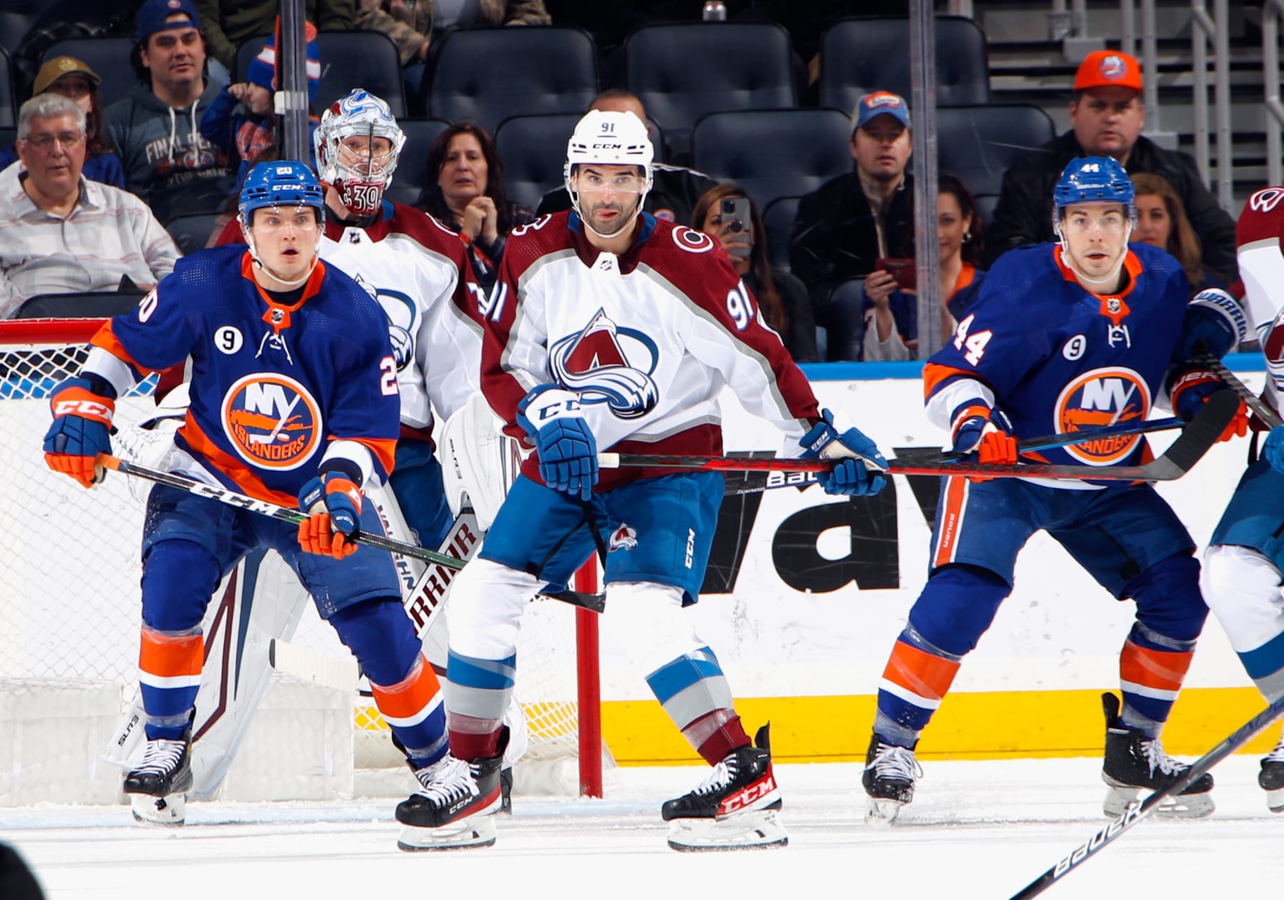 ELMONT, NEW YORK - MARCH 07: Nazem Kadri #91 of the Colorado Avalanche skates against the New York Islanders at the UBS Arena on March 07, 2022 in Elmont, New York. (Photo by Bruce Bennett/Getty Images) ELMONT, NEW YORK - MARCH 07: Nazem Kadri #91 of the Colorado Avalanche skates against the New York Islanders at the UBS Arena on March 07, 2022 in Elmont, New York. (Photo by Bruce Bennett/Getty Images)