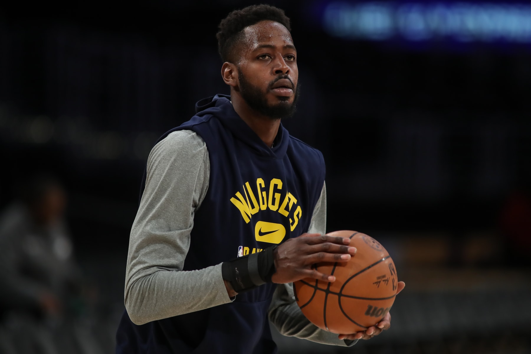 LOS ANGELES, CA - APRIL 03: Denver Nuggets forward JaMychal Green (0) before the Denver Nuggets vs Los Angeles Lakers game on April 03, 2022, at Crypto.com Arena in Los Angeles, CA. (Photo by Jevone Moore/Icon Sportswire via Getty Images)