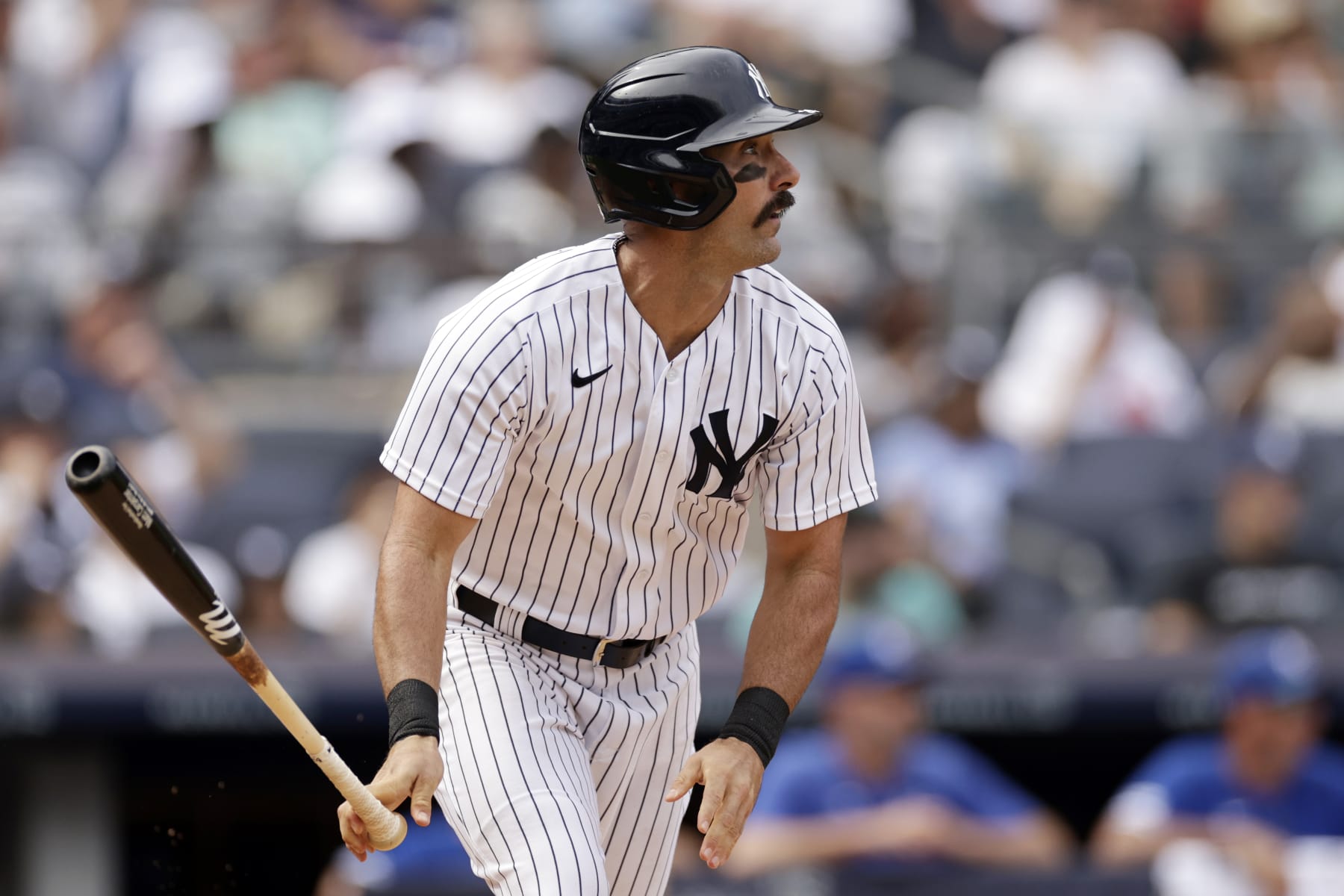NEW YORK, NY - JULY 31: Matt Carpenter #24 of the New York Yankees at bat against the Kansas City Royals during the sixth inning at Yankee Stadium on July 31, 2022 in the Bronx borough of New York City. (Photo by Adam Hunger/Getty Images)