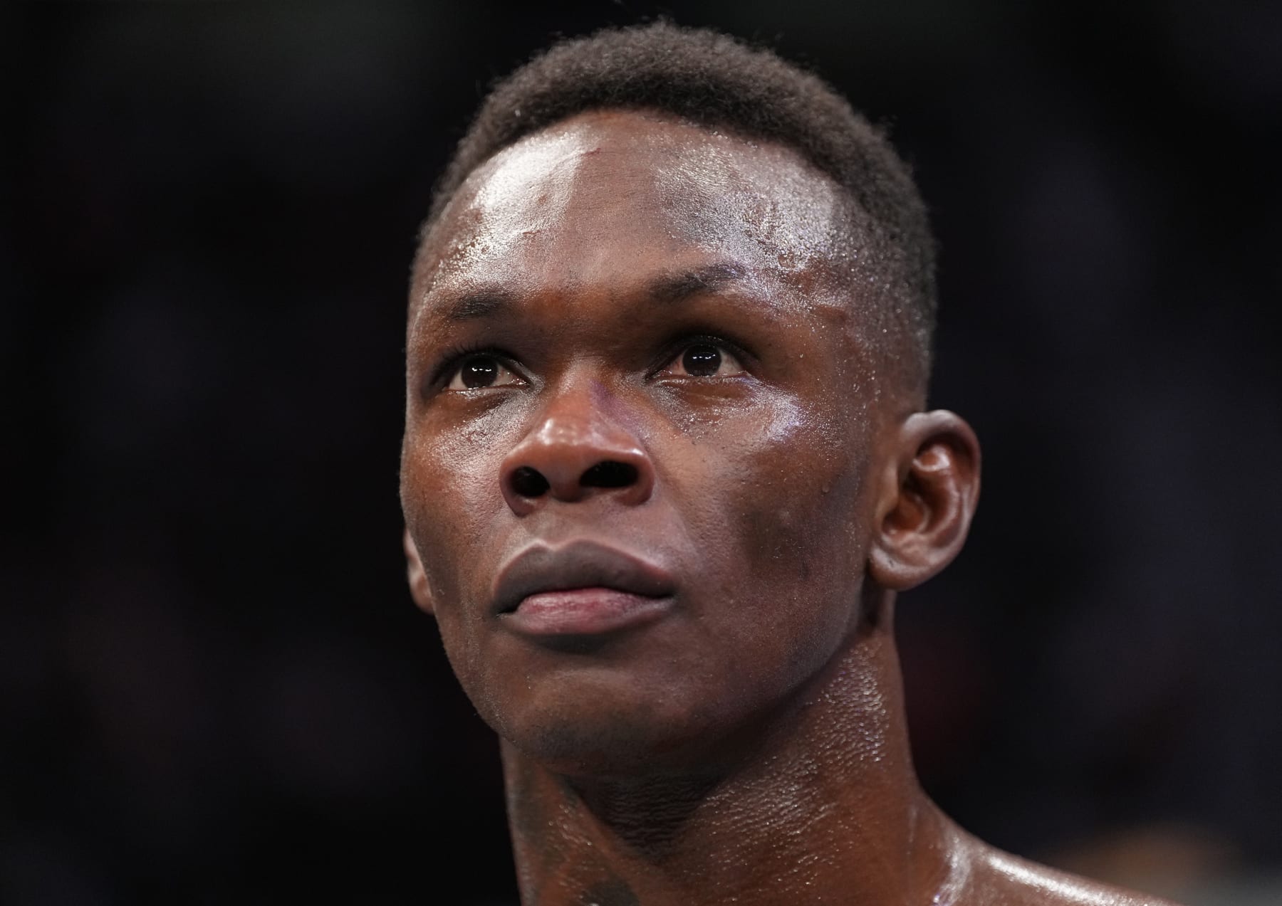 LAS VEGAS, NEVADA - JULY 02: Israel Adesanya of Nigeria reacts to his win over Jared Cannonier in the UFC middleweight championship fight during the UFC 276 event at T-Mobile Arena on July 02, 2022 in Las Vegas, Nevada. (Photo by Jeff Bottari/Zuffa LLC)