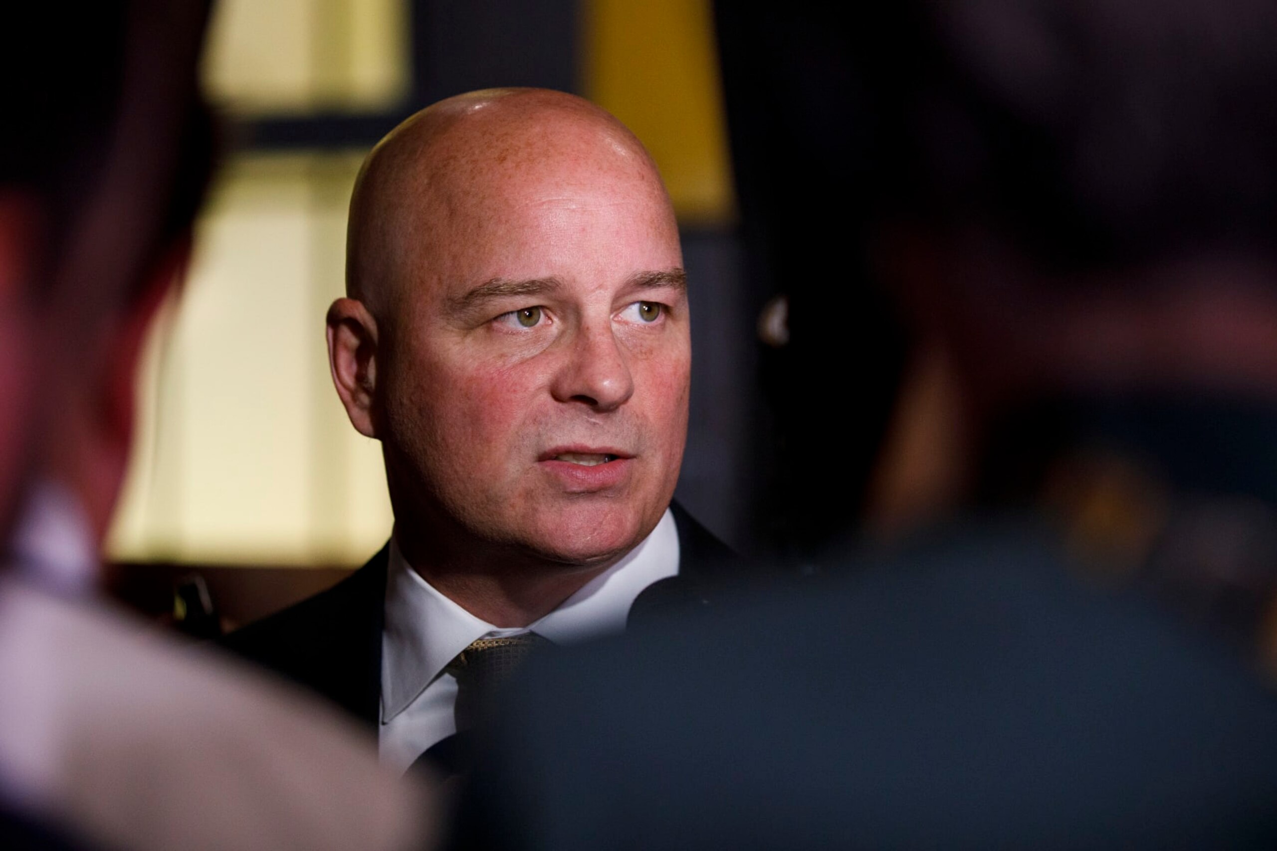 Boston - July 11: Jim Montgomery appears at his introductory press conference as the Boston Bruins new head coach, at TD Garden on July 11, 2022. (Photo by Carlin Stiehl for The Boston Globe via Getty Images)