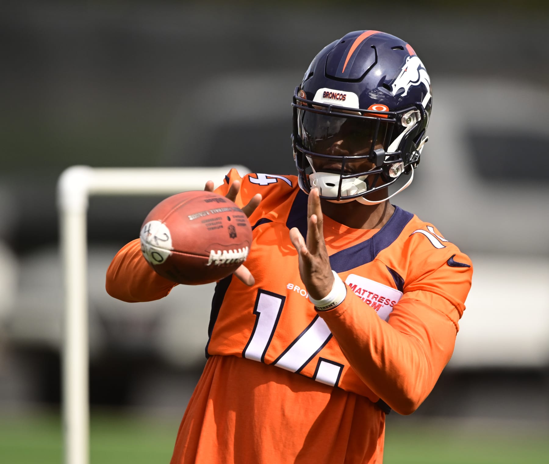 CENTENNIAL, CO - JULY 29: Denver Broncos WR Courtland Sutton (14) during training camp at the UCHealth Training Center July 28, 2022. (Photo by Andy Cross/MediaNews Group/The Denver Post via Getty Images)