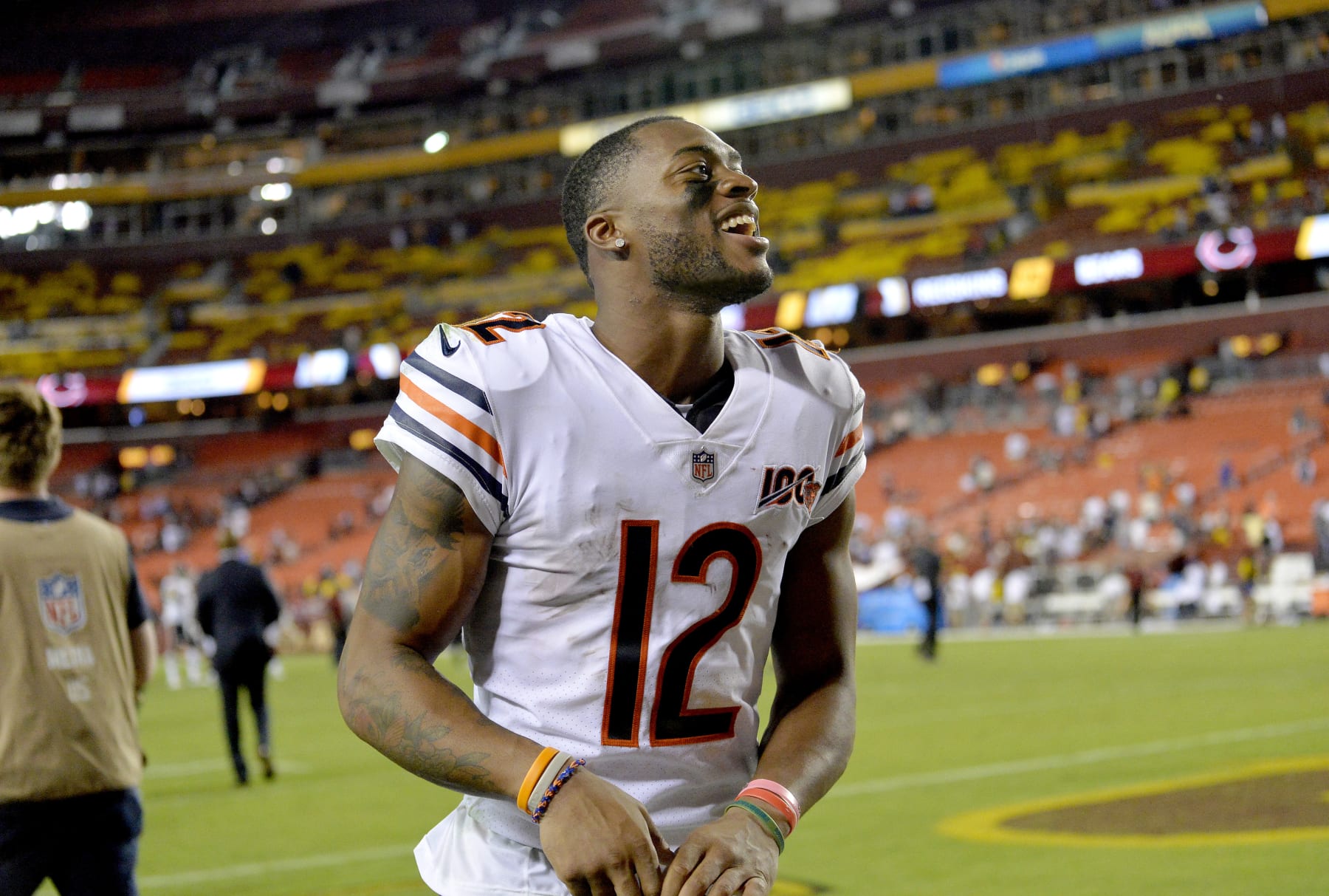 LANDOVER, MD - SEPTEMBER 23: Bears WR Allen Robinson II (12) walks off the field after the Chicago Bears vs. Washington Redskins Monday Night Football game September 23, 2019 at FedEx Field in Landover, MD. (Photo by Randy Litzinger/Icon Sportswire via Getty Images)