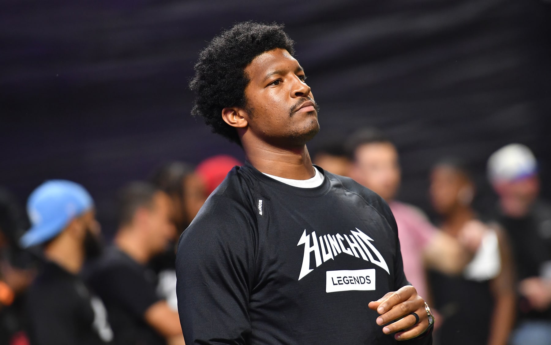 ATLANTA, GEORGIA - APRIL 30:   Jameis Winston of Team Quavo attends 2022 Huncho Day Celebrity Football Game during Fan Controlled Football Season v2.0 - Week Three at Pullman Yards on April 30, 2022 in Atlanta, Georgia. (Photo by Paras Griffin/Getty Images)