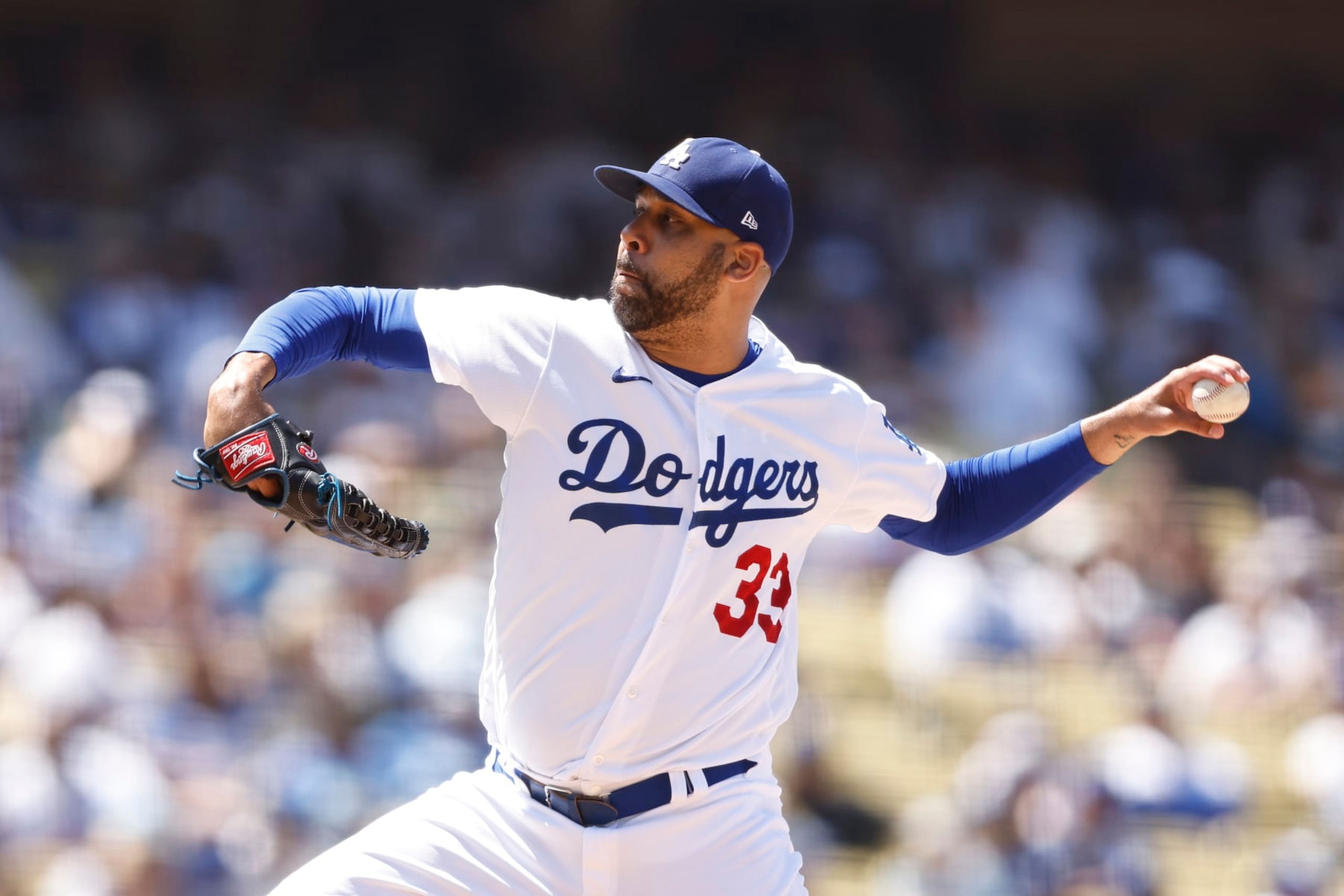 LOS ANGELES, CALIFORNIA - JULY 27: David Price #33 of the Los Angeles Dodgers pitches against the Washington Nationals during the eighth inning at Dodger Stadium on July 27, 2022 in Los Angeles, California. (Photo by Michael Owens/Getty Images) LOS ANGELES, CALIFORNIA - JULY 27: David Price #33 of the Los Angeles Dodgers pitches against the Washington Nationals during the eighth inning at Dodger Stadium on July 27, 2022 in Los Angeles, California. (Photo by Michael Owens/Getty Images)