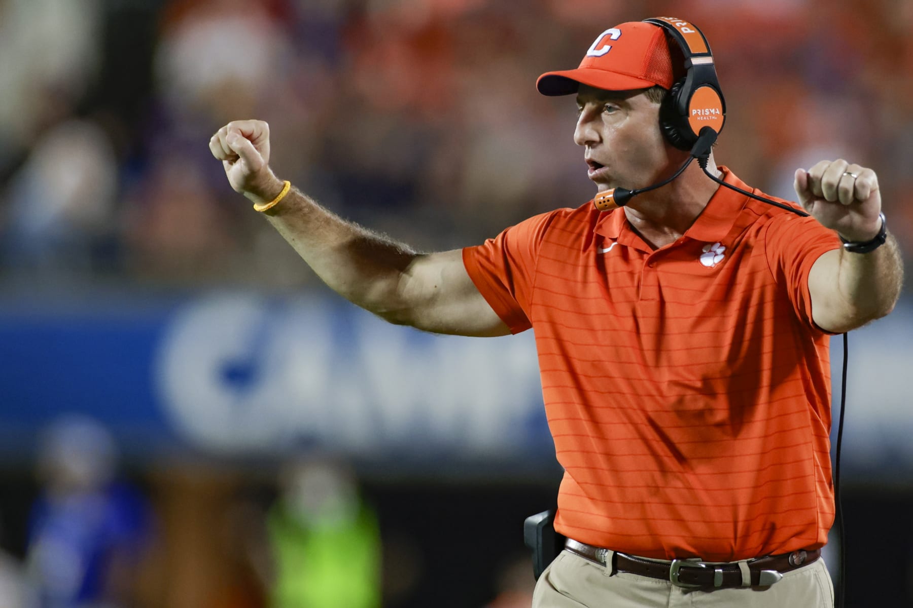 ORLANDO, FL - DECEMBER 29: Clemson Tigers head coach Dabo Swinney reacts to a play during the Cheez-It Bowl game between the Clemson Tigers and the Iowa State Cyclones on December 29, 2021 at Camping World Stadium in Orlando, Fl. (Photo by David Rosenblum/Icon Sportswire via Getty Images)