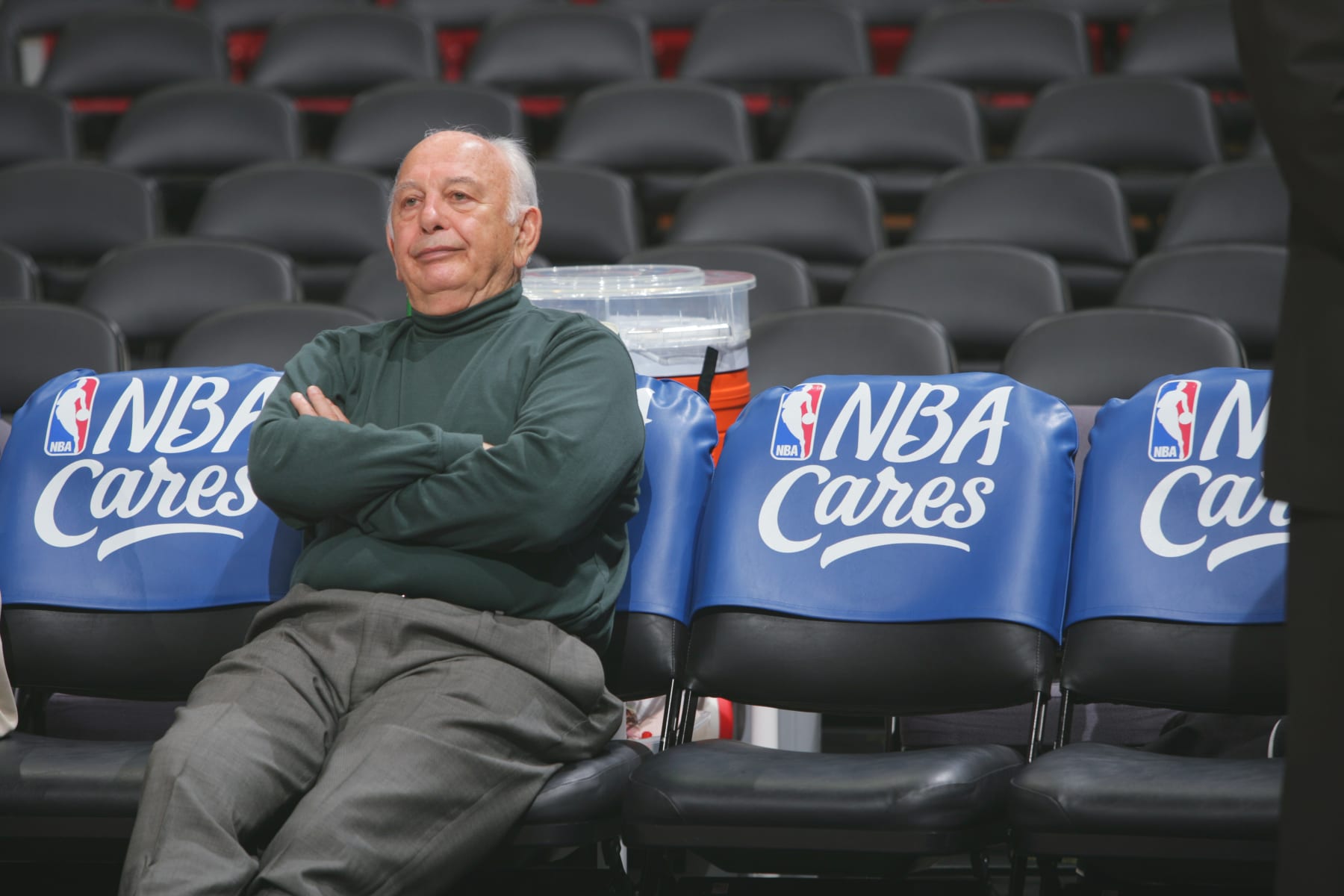 SACRAMENTO, CA - DECEMBER 8:  Sacramento Kings assistant coach Pete Carril looks on before game action against the Sacramento Kings at Arco Arena on December 8, 2005 in Sacramento, California.  The Rockets won 106-95.   NOTE TO USER: User expressly acknowledges and agrees that, by downloading and/or using this Photograph, user is consenting to the terms and conditions of the Getty Images License Agreement. Mandatory Copyright Notice: Copyright 2005 NBAE (Photo by Rocky Widner/NBAE via Getty Images)