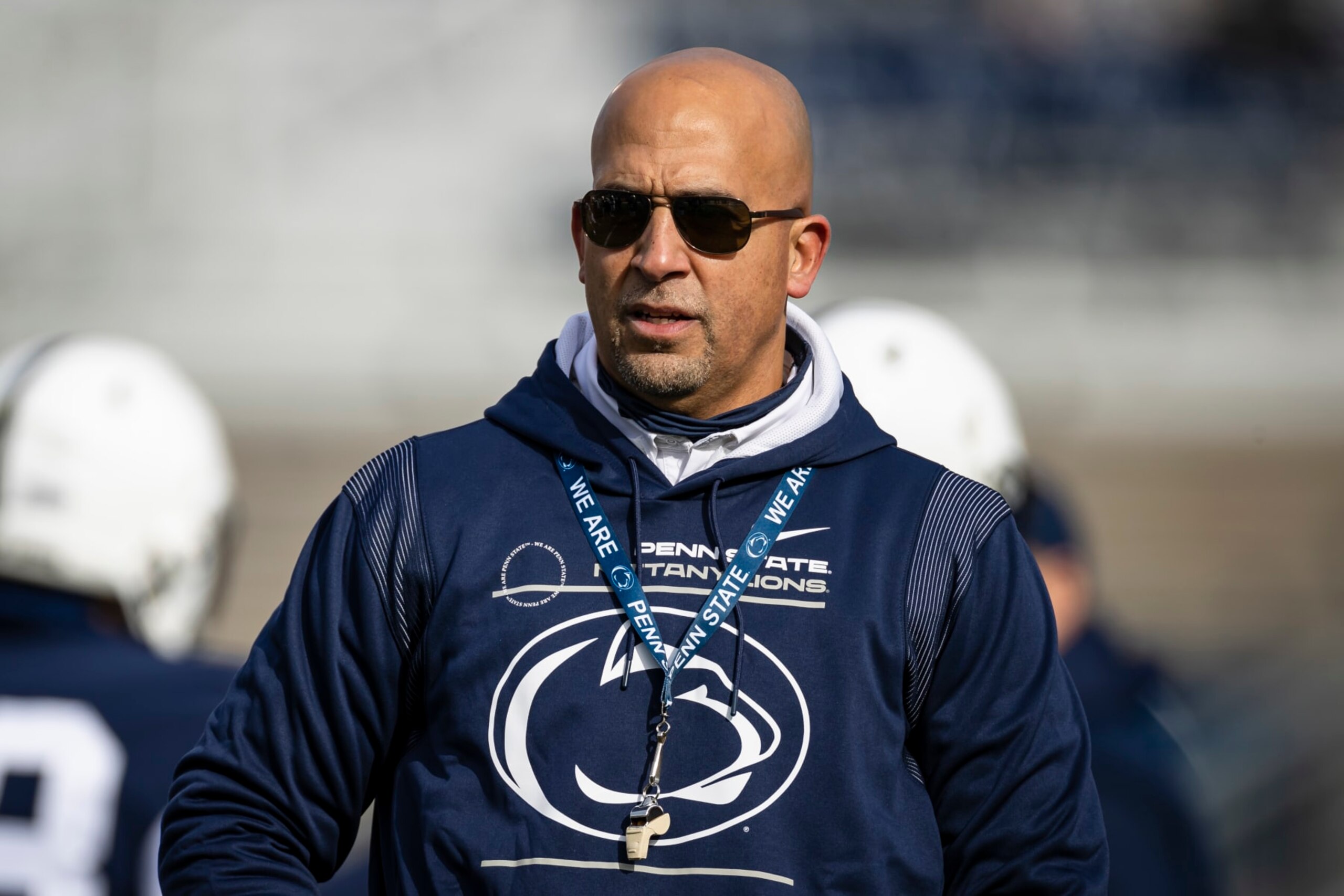 STATE COLLEGE, PA - NOVEMBER 20: Head coach James Franklin of the Penn State Nittany Lions looks on before the game against the Rutgers Scarlet Knights at Beaver Stadium on November 20, 2021 in State College, Pennsylvania. (Photo by Scott Taetsch/Getty Images)