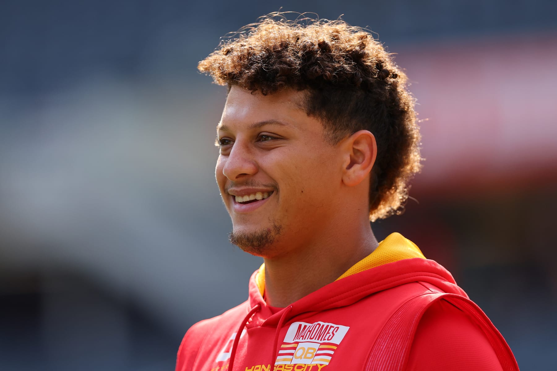 CHICAGO, ILLINOIS - AUGUST 13: Patrick Mahomes #15 of the Kansas City Chiefs warms up prior to the preseason game against the Chicago Bears at Soldier Field on August 13, 2022 in Chicago, Illinois. (Photo by Michael Reaves/Getty Images)