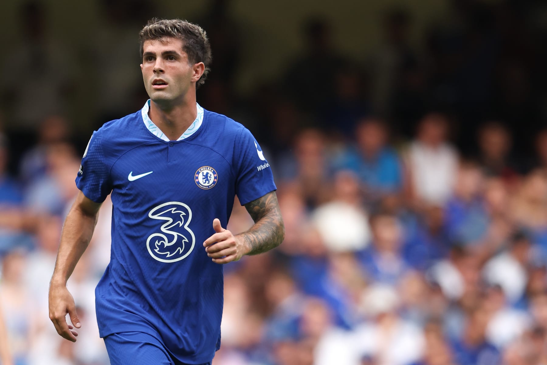 LONDON, ENGLAND - AUGUST 14: Christian Pulisic of Chelsea during the Premier League match between Chelsea FC and Tottenham Hotspur at Stamford Bridge on August 14, 2022 in London, United Kingdom. (Photo by Matthew Ashton - AMA/Getty Images) LONDON, ENGLAND - AUGUST 14: Christian Pulisic of Chelsea during the Premier League match between Chelsea FC and Tottenham Hotspur at Stamford Bridge on August 14, 2022 in London, United Kingdom. (Photo by Matthew Ashton - AMA/Getty Images)