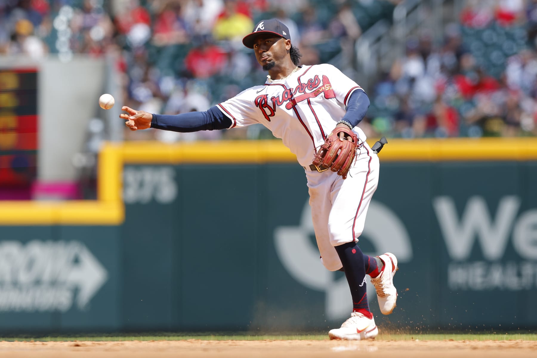 ATLANTA, GA - JUNE 12: Ozzie Albies #1 of the Atlanta Braves fields and throws to first during the sixth inning against the Pittsburgh Pirates at Truist Park on June 12, 2022 in Atlanta, Georgia. (Photo by Todd Kirkland/Getty Images) ATLANTA, GA - JUNE 12: Ozzie Albies #1 of the Atlanta Braves fields and throws to first during the sixth inning against the Pittsburgh Pirates at Truist Park on June 12, 2022 in Atlanta, Georgia. (Photo by Todd Kirkland/Getty Images)