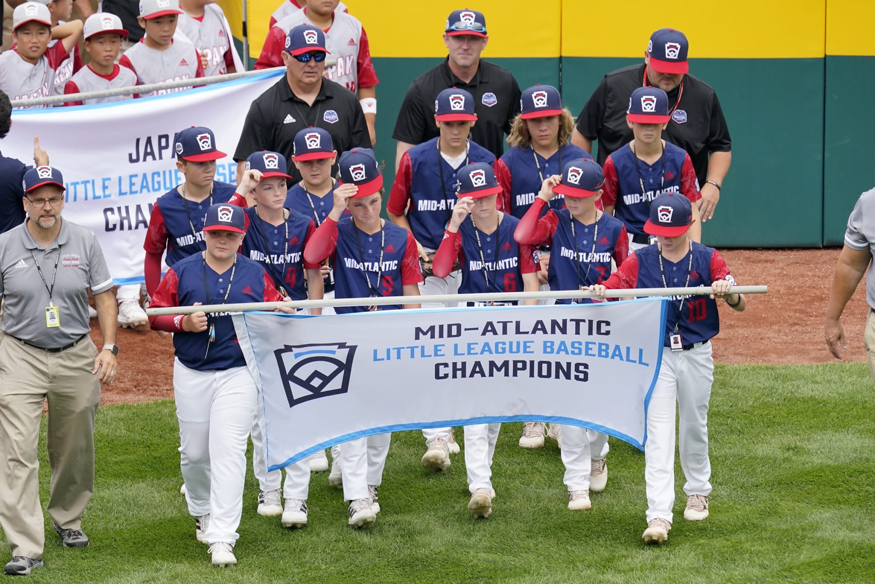 Mid-Atlantic Region Champion Little League team from Hollidaysburg, Pa., participates in the opening ceremony of the 2022 Little League World Series baseball tournament in South Williamsport, Pa., Wednesday, Aug 17, 2022. (AP Photo/Gene J. Puskar)