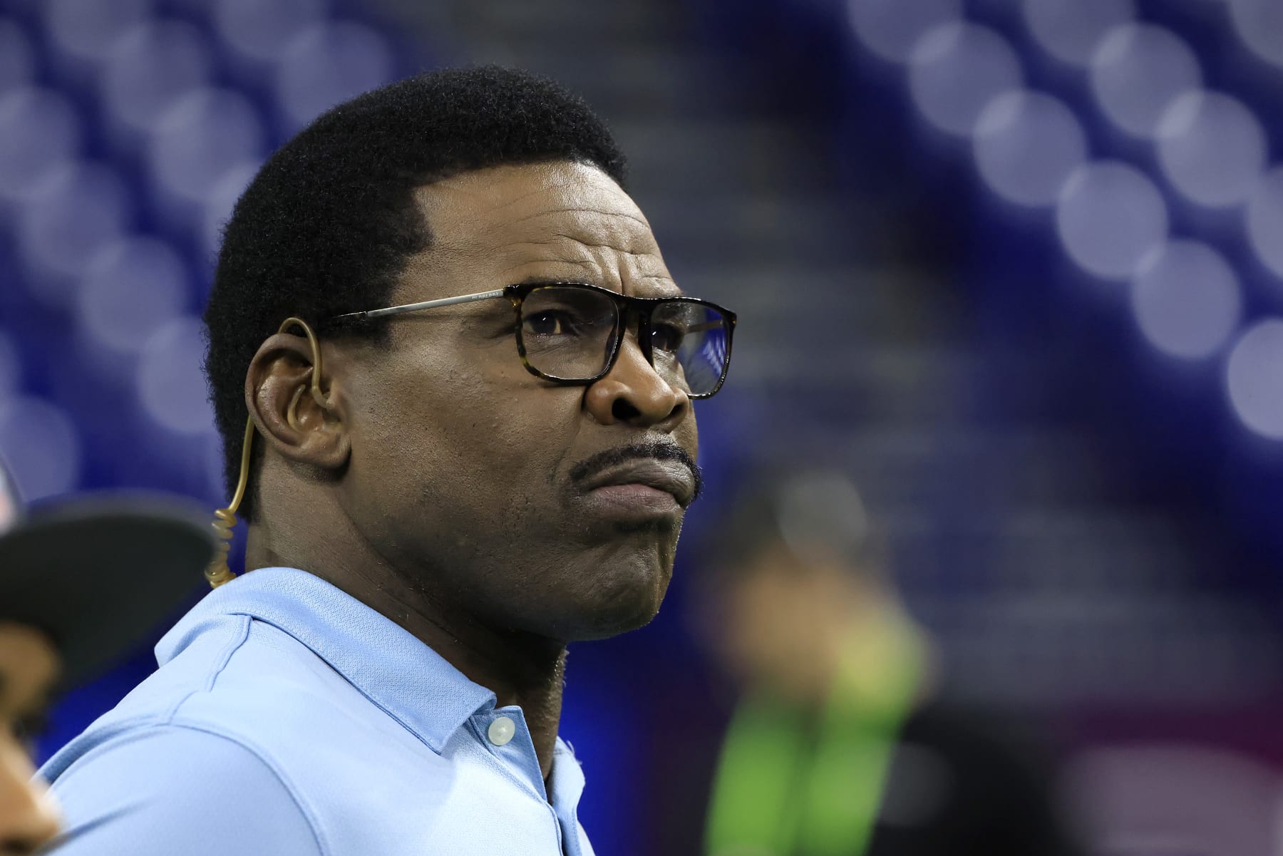 INDIANAPOLIS, INDIANA - MARCH 03: Michael Irvin of  NFL Network looks on during the NFL Combine at Lucas Oil Stadium on March 03, 2022 in Indianapolis, Indiana. (Photo by Justin Casterline/Getty Images)