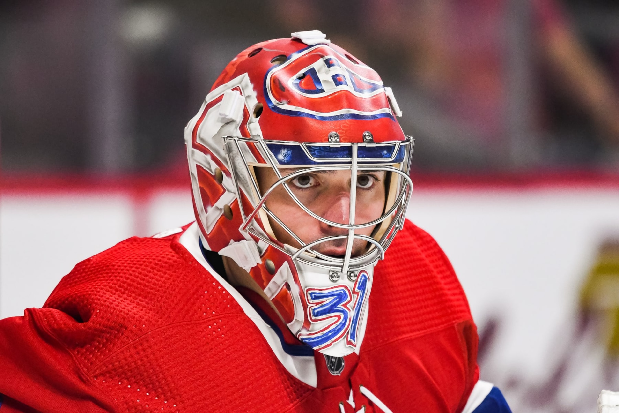 MONTREAL, QC - APRIL 29: Look on Montreal Canadiens goalie Carey Price (31) during the Florida Panthers versus the Montreal Canadiens game on April 29, 2022 at Bell Centre in Montreal, QC (Photo by David Kirouac/Icon Sportswire via Getty Images) MONTREAL, QC - APRIL 29: Look on Montreal Canadiens goalie Carey Price (31) during the Florida Panthers versus the Montreal Canadiens game on April 29, 2022 at Bell Centre in Montreal, QC (Photo by David Kirouac/Icon Sportswire via Getty Images)