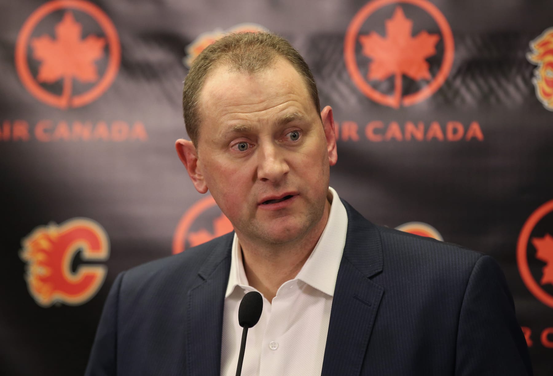CALGARY, CANADA - FEBRUARY 27: General manager Brad Treliving of the Calgary Flames addresses the media before the trade deadline prior to the teamâs NHL game against the Ottawa Senators at the Scotiabank Saddledome on February 27, 2016 in Calgary, Alberta, Canada. (Photo by Tom Szczerbowski/Getty Images) CALGARY, CANADA - FEBRUARY 27: General manager Brad Treliving of the Calgary Flames addresses the media before the trade deadline prior to the teamâs NHL game against the Ottawa Senators at the Scotiabank Saddledome on February 27, 2016 in Calgary, Alberta, Canada. (Photo by Tom Szczerbowski/Getty Images)
