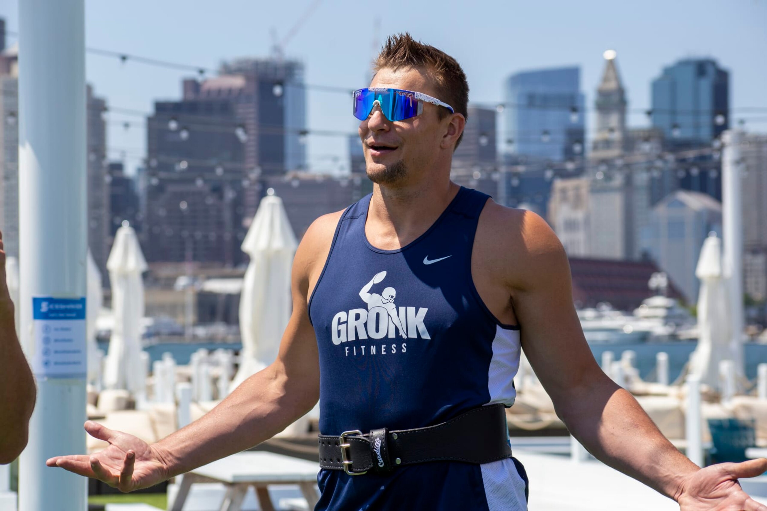 BOSTON, MASSACHUSETTS - JULY 12: Rob Gronkowski attends the Ice Shaker's Boats, Bottles, and Bros Media Event at The Tall Ship on July 12, 2022 in Boston, Massachusetts. (Photo by Lisa Dragani/Getty Images) BOSTON, MASSACHUSETTS - JULY 12: Rob Gronkowski attends the Ice Shaker's Boats, Bottles, and Bros Media Event at The Tall Ship on July 12, 2022 in Boston, Massachusetts. (Photo by Lisa Dragani/Getty Images)