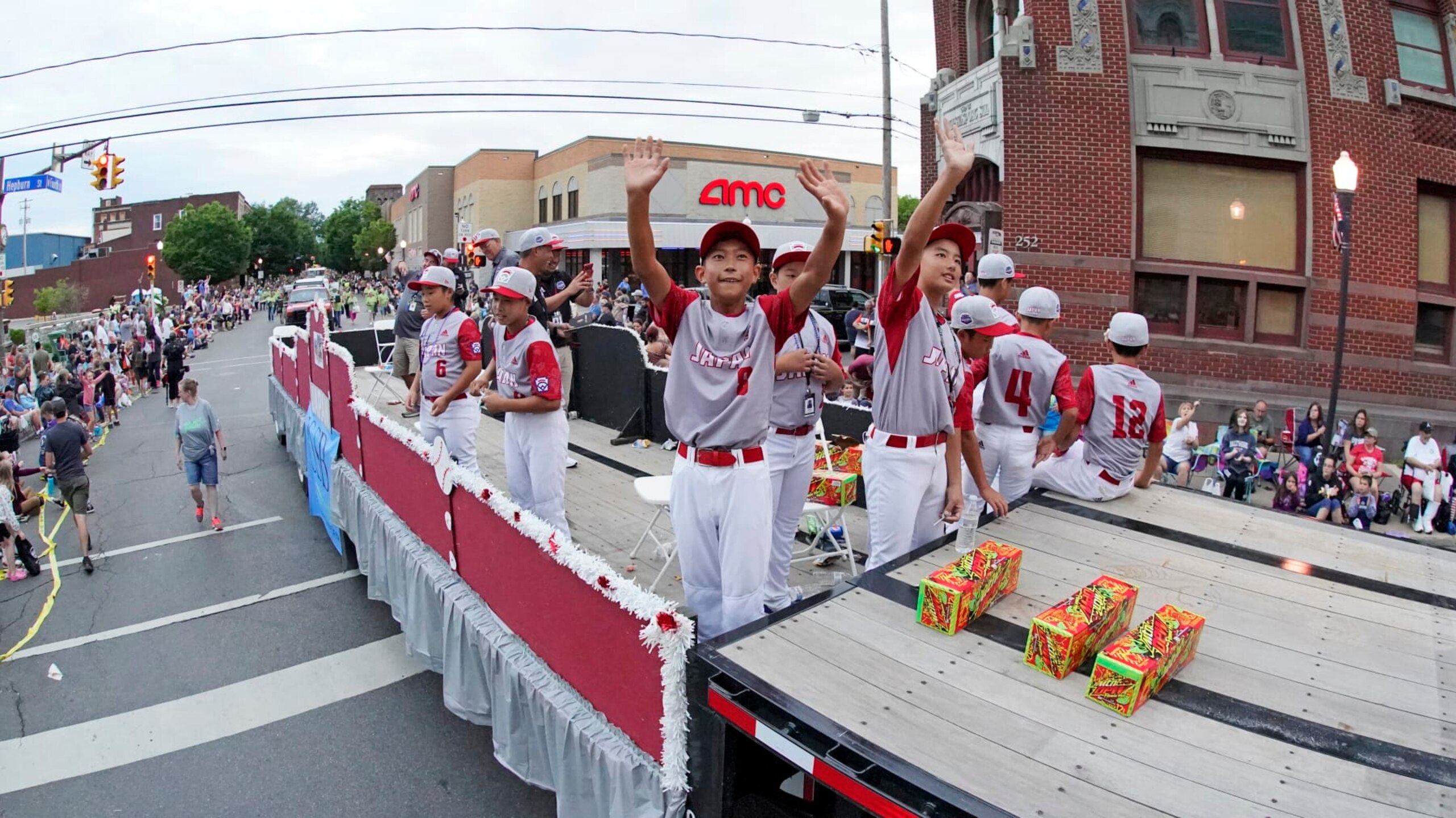 Japan Region Champion Little League team from Takarazuka, Hyogo, rides in the Little League Grand Slam Parade in downtown Williamsport, Pa., on Monday, Aug. 15, 2022. The Little League World Series baseball tournament, featuring 20 teams from around the world, starts on August 17, 2022 in South Williamsport, Pa. (AP Photo/Gene J. Puskar) Japan Region Champion Little League team from Takarazuka, Hyogo, rides in the Little League Grand Slam Parade in downtown Williamsport, Pa., on Monday, Aug. 15, 2022. The Little League World Series baseball tournament, featuring 20 teams from around the world, starts on August 17, 2022 in South Williamsport, Pa. (AP Photo/Gene J. Puskar)