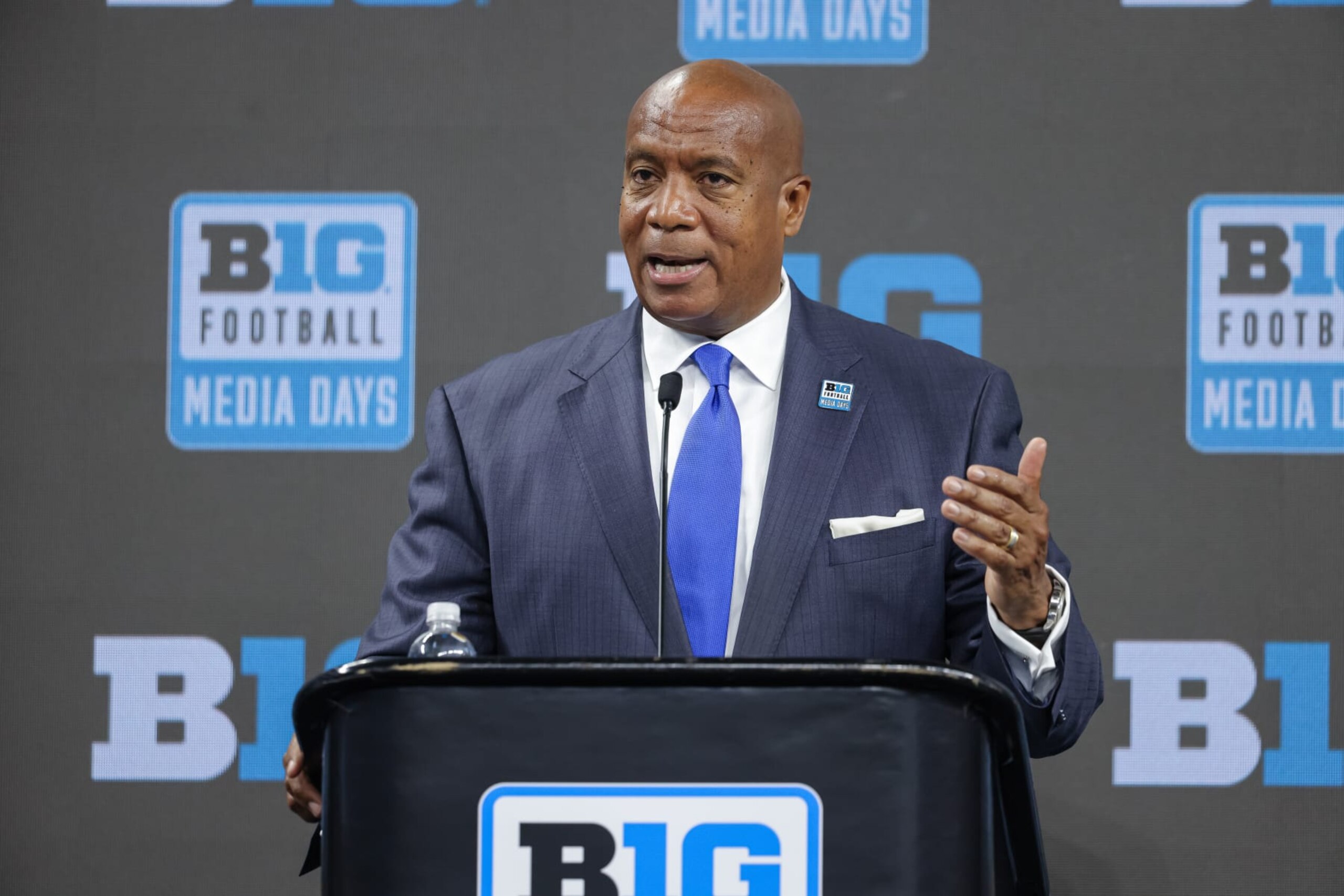 INDIANAPOLIS, IN - JULY 26: Big Ten Commissioner Kevin Warren speaks during the 2022 Big Ten Conference Football Media Days at Lucas Oil Stadium on July 26, 2022 in Indianapolis, Indiana. (Photo by Michael Hickey/Getty Images)