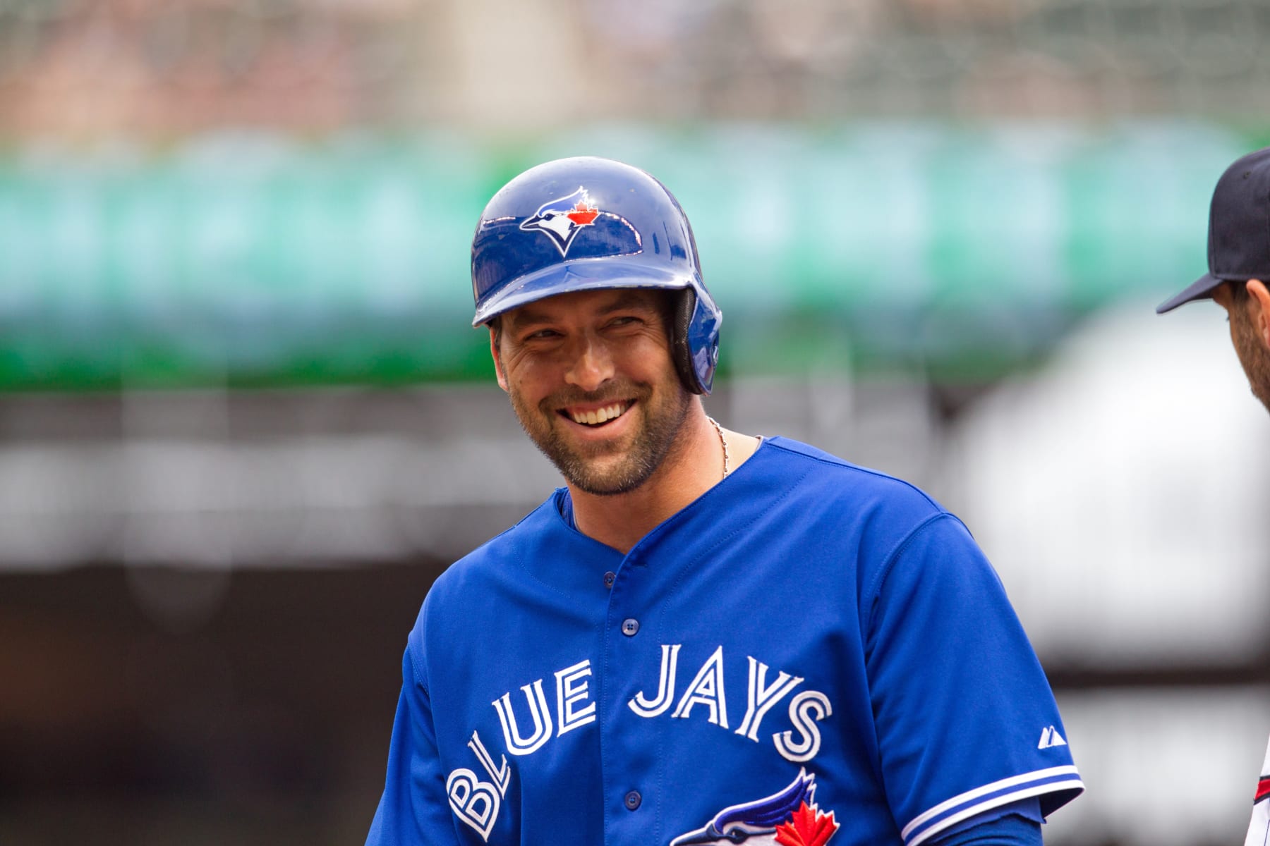 MINNEAPOLIS, MN - SEPTEMBER 8: Mark DeRosa #16 of the Toronto Blue Jays smiles against the Minnesota Twins on September 8, 2013 at Target Field in Minneapolis, Minnesota. The Blue Jays defeated the Twins 2-0. (Photo by Brace Hemmelgarn/Minnesota Twins/Getty Images)