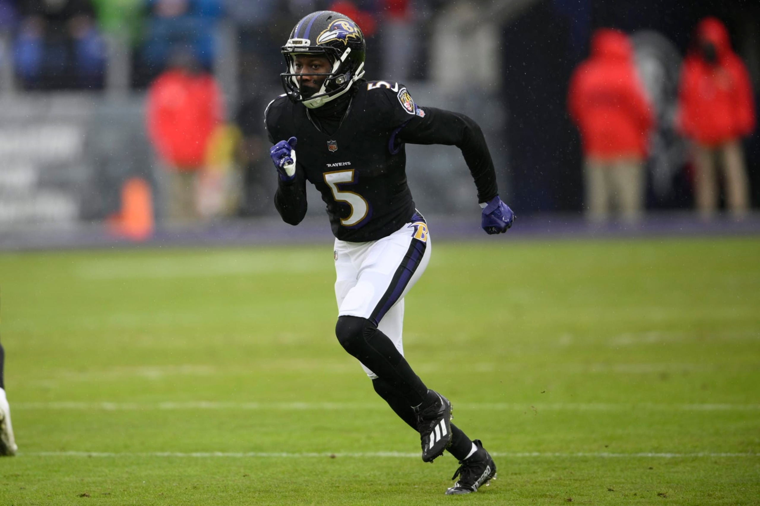 Baltimore Ravens wide receiver Marquise Brown (5) in action during the first half of an NFL football game against the Pittsburgh Steelers, Sunday, Jan. 9, 2022, in Baltimore. (AP Photo/Nick Wass) Baltimore Ravens wide receiver Marquise Brown (5) in action during the first half of an NFL football game against the Pittsburgh Steelers, Sunday, Jan. 9, 2022, in Baltimore. (AP Photo/Nick Wass)