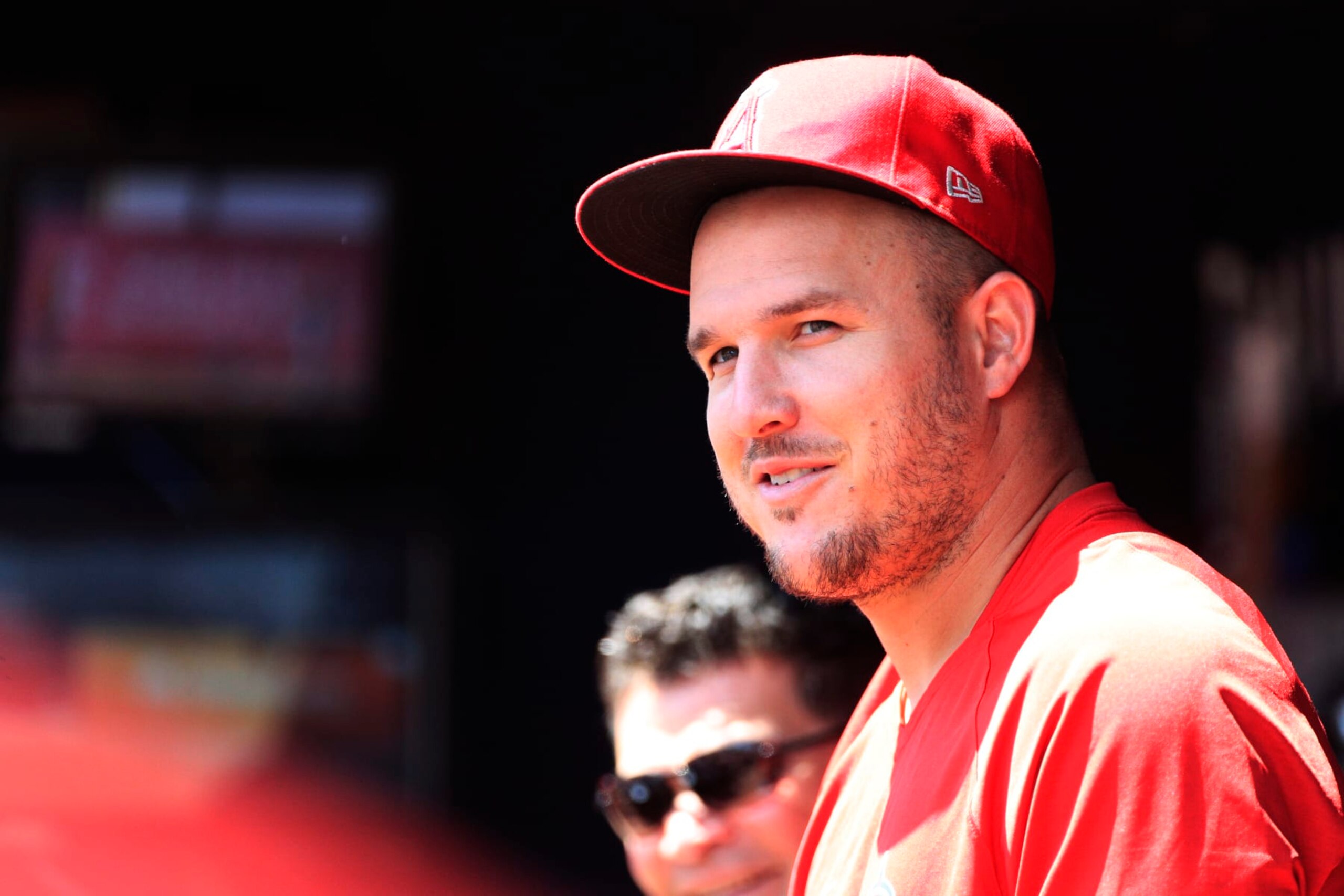 ATLANTA, GA - JULY 24: Los Angeles Angels outfielder Mike Trout (27) looks at the on field action during the MLB game between the Los Angeles Angels and the Atlanta Braves on July 24, 2022 at Truist Park in Atlanta, GA. (Photo by Jeff Robinson/Icon Sportswire via Getty Images) ATLANTA, GA - JULY 24: Los Angeles Angels outfielder Mike Trout (27) looks at the on field action during the MLB game between the Los Angeles Angels and the Atlanta Braves on July 24, 2022 at Truist Park in Atlanta, GA. (Photo by Jeff Robinson/Icon Sportswire via Getty Images)