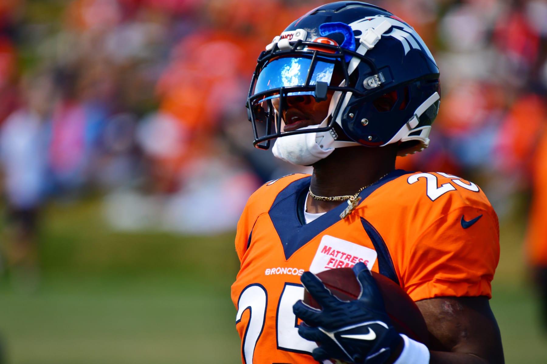 CENTENNIAL, CO - AUGUST 9 : Denver Broncos running back Melvin Gordon III is in the training camp at the UCHealth Training Center in Centennial, Colorado on Tuesday, August 9, 2022. (Photo by Hyoung Chang/The Denver Post)