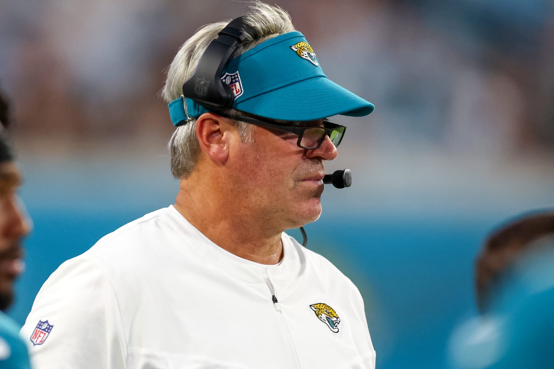 JACKSONVILLE, FL - AUGUST 12: Jacksonville Jaguars head coach Doug Pederson watches his team prior to a football game against the Cleveland Browns at TIAA Bank Field on August 12, 2022 in Jacksonville, Florida. (Photo by Mike Carlson/Getty Images)