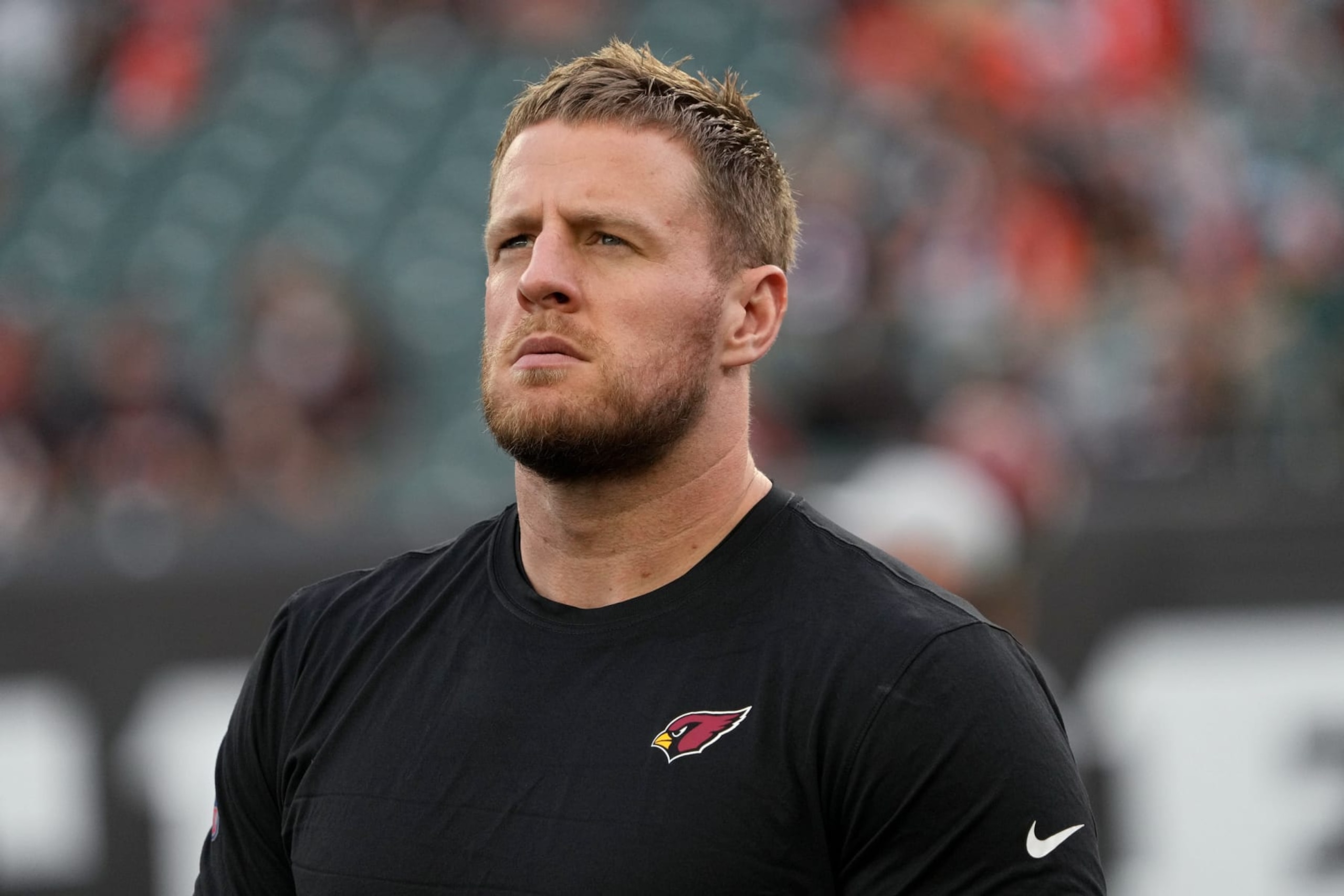 CINCINNATI, OHIO - AUGUST 12: J.J. Watt #99 of the Arizona Cardinals walks across the field before a preseason game against the Cincinnati Bengals at Paycor Stadium on August 12, 2022 in Cincinnati, Ohio. (Photo by Dylan Buell/Getty Images) CINCINNATI, OHIO - AUGUST 12: J.J. Watt #99 of the Arizona Cardinals walks across the field before a preseason game against the Cincinnati Bengals at Paycor Stadium on August 12, 2022 in Cincinnati, Ohio. (Photo by Dylan Buell/Getty Images)