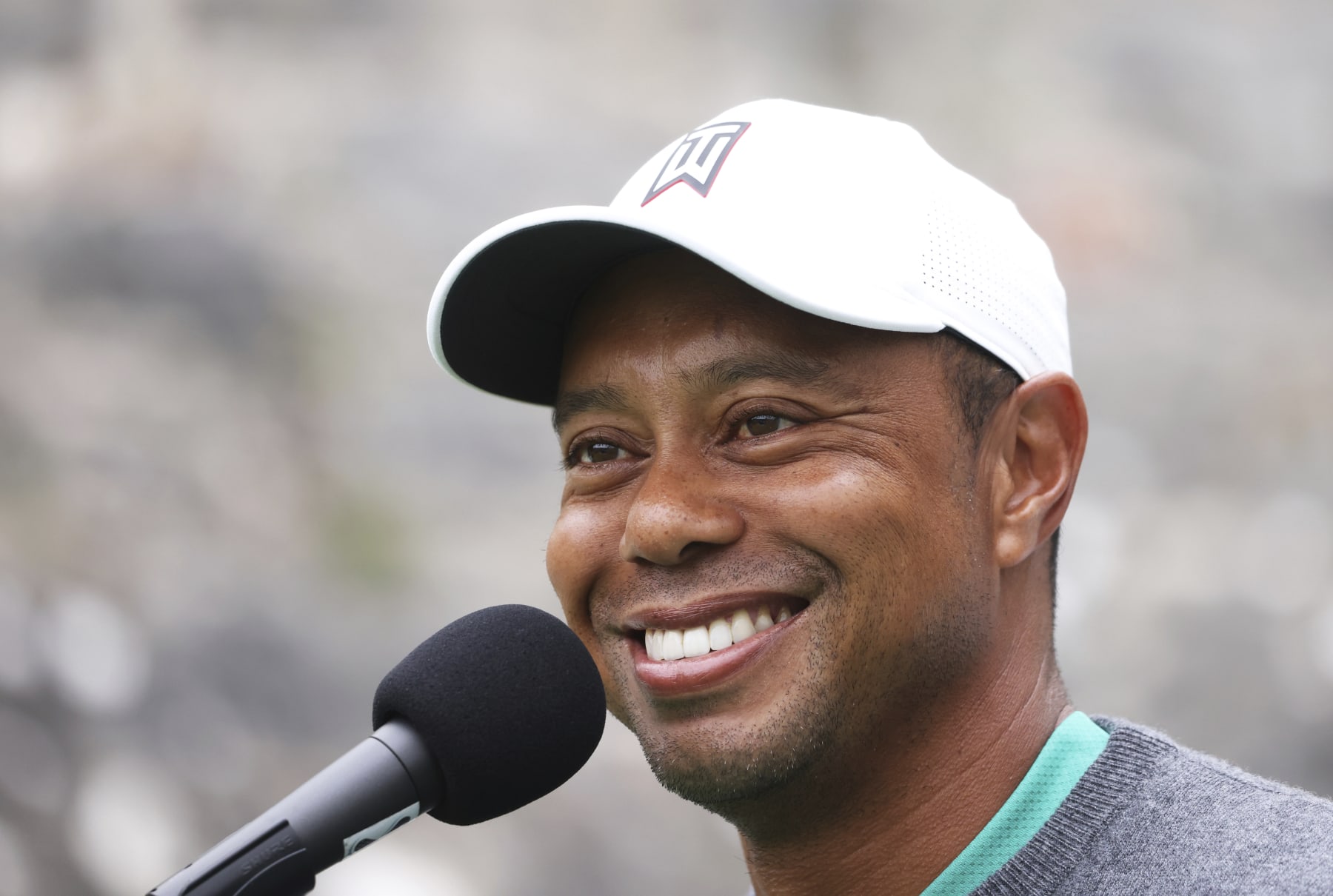 U.S golfer Tiger Woods speaks to the media during a press conference at the JP McManus Pro-Am at Adare Manor, Ireland, Tuesday, July, 5, 2022. (AP Photo/Peter Morrison)
