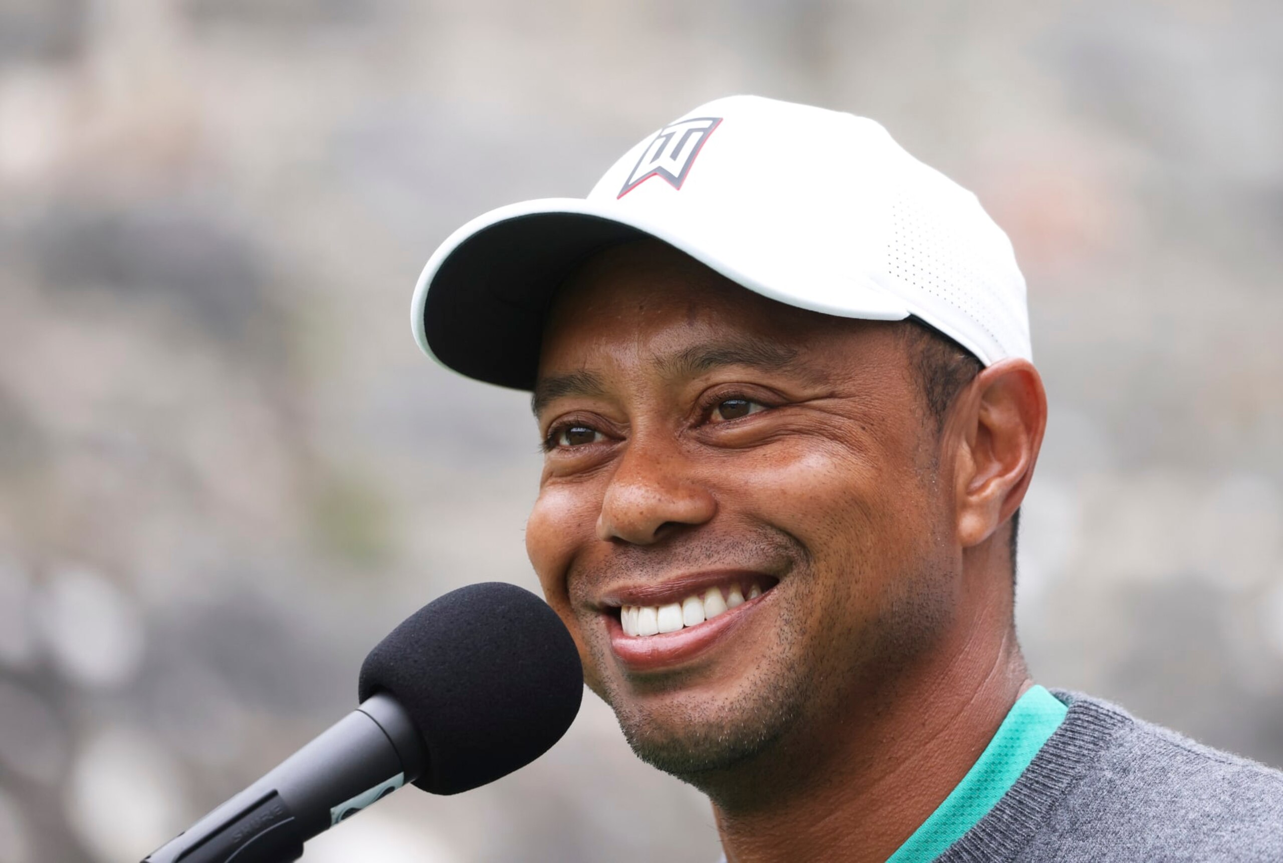 U.S golfer Tiger Woods speaks to the media during a press conference at the JP McManus Pro-Am at Adare Manor, Ireland, Tuesday, July, 5, 2022. (AP Photo/Peter Morrison)