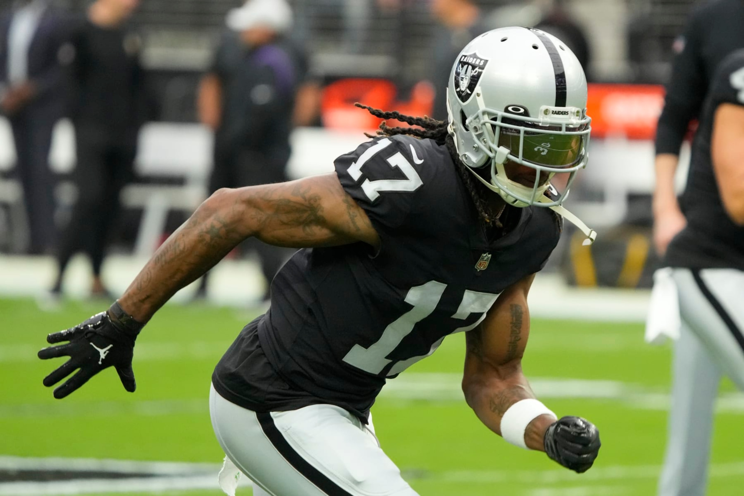 Las Vegas Raiders wide receiver Davante Adams (17) during the first half of an NFL preseason football game against the Minnesota Vikings, Sunday, Aug. 14, 2022, in Las Vegas. (AP Photo/Rick Scuteri) Las Vegas Raiders wide receiver Davante Adams (17) during the first half of an NFL preseason football game against the Minnesota Vikings, Sunday, Aug. 14, 2022, in Las Vegas. (AP Photo/Rick Scuteri)